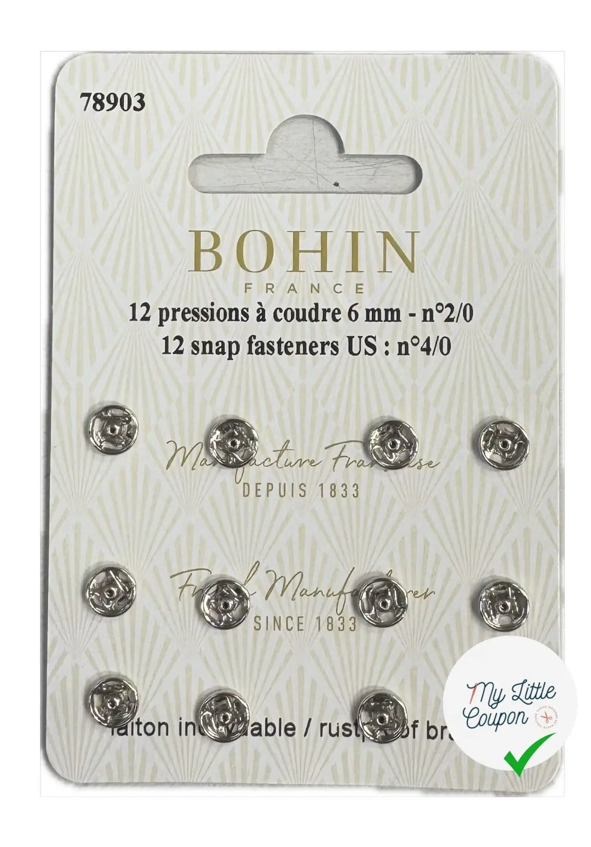 12 PRESSIONS À COUDRE 6MM - METAL - My Little Coupon