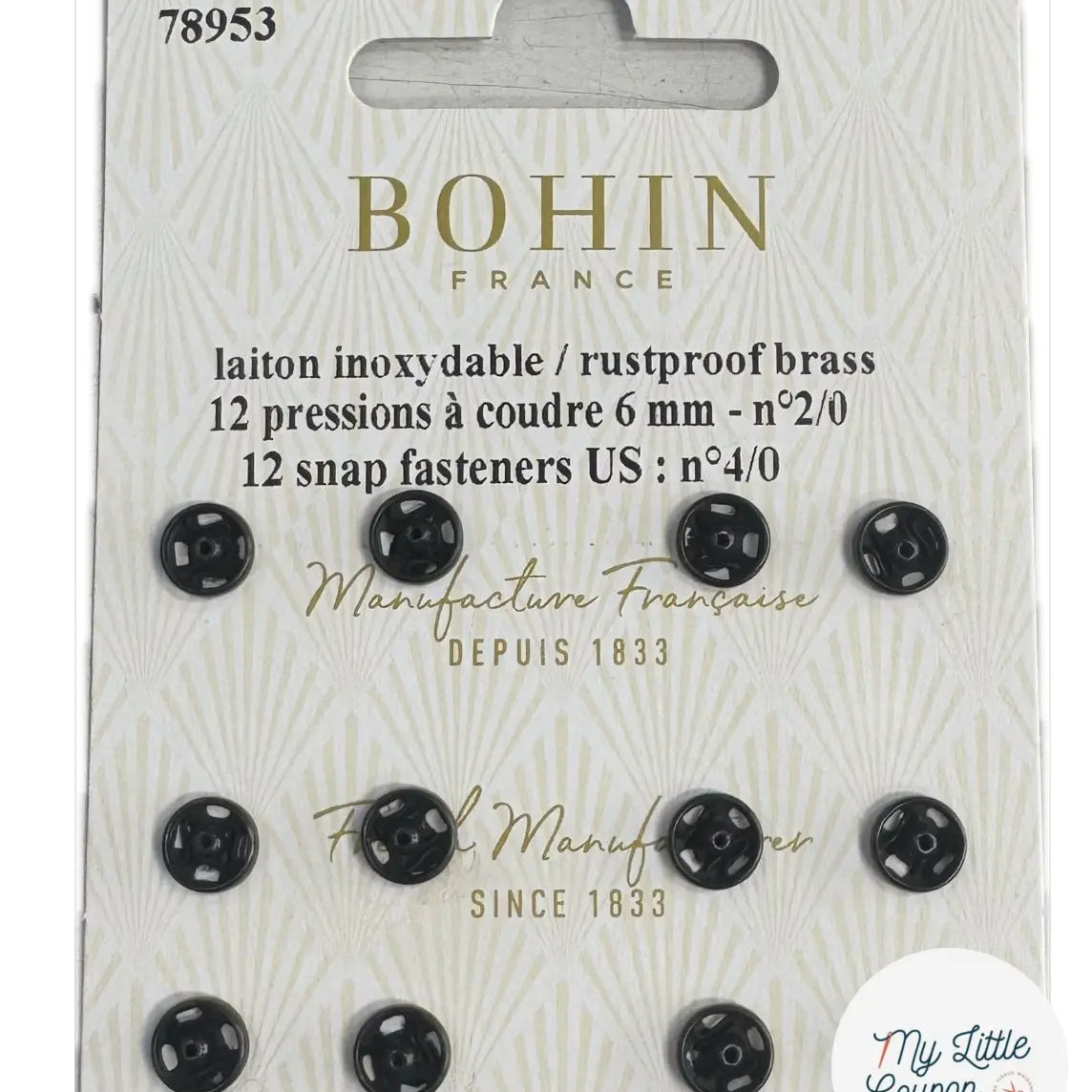 12 PRESSIONS À COUDRE 6MM - NOIR - My Little Coupon