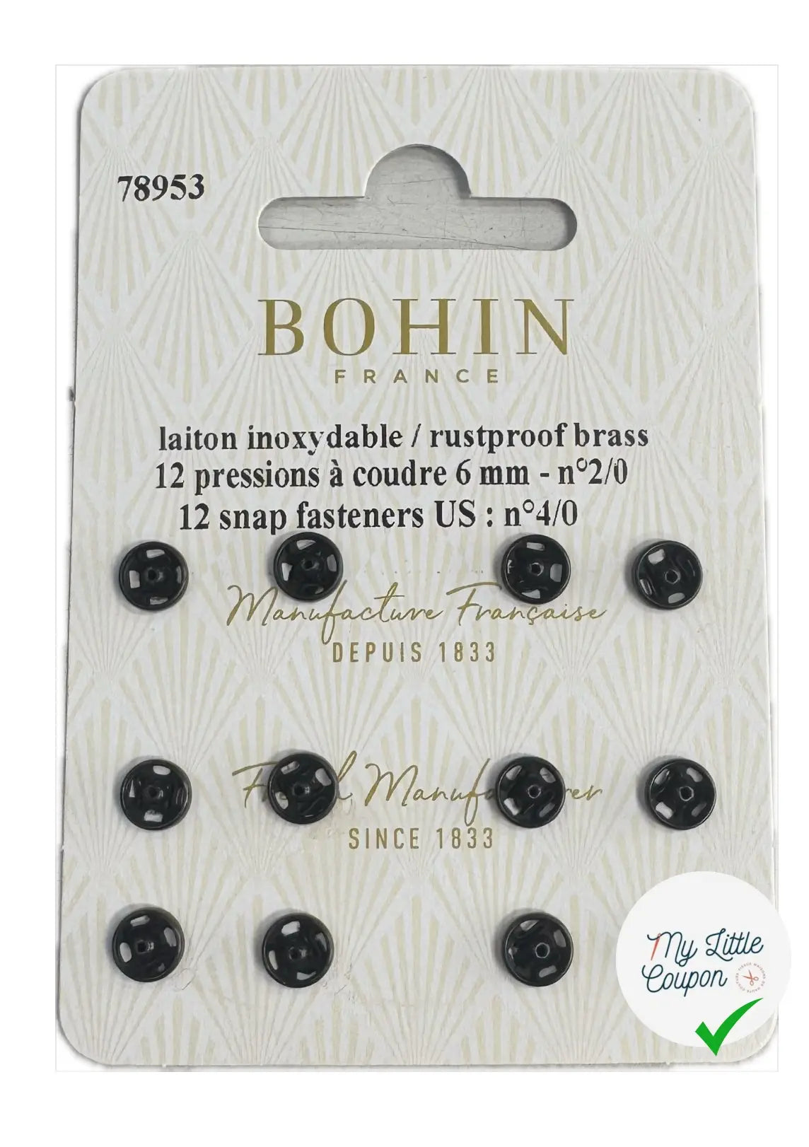12 PRESSIONS À COUDRE 6MM - NOIR - My Little Coupon