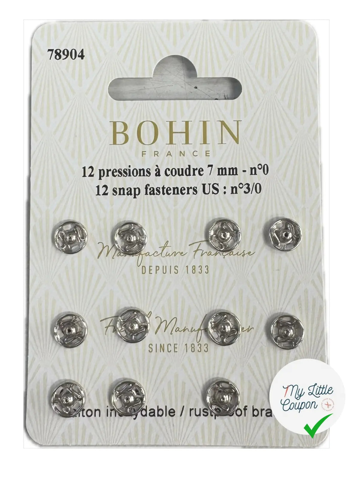 12 PRESSIONS À COUDRE 7MM - MÉTAL - My Little Coupon