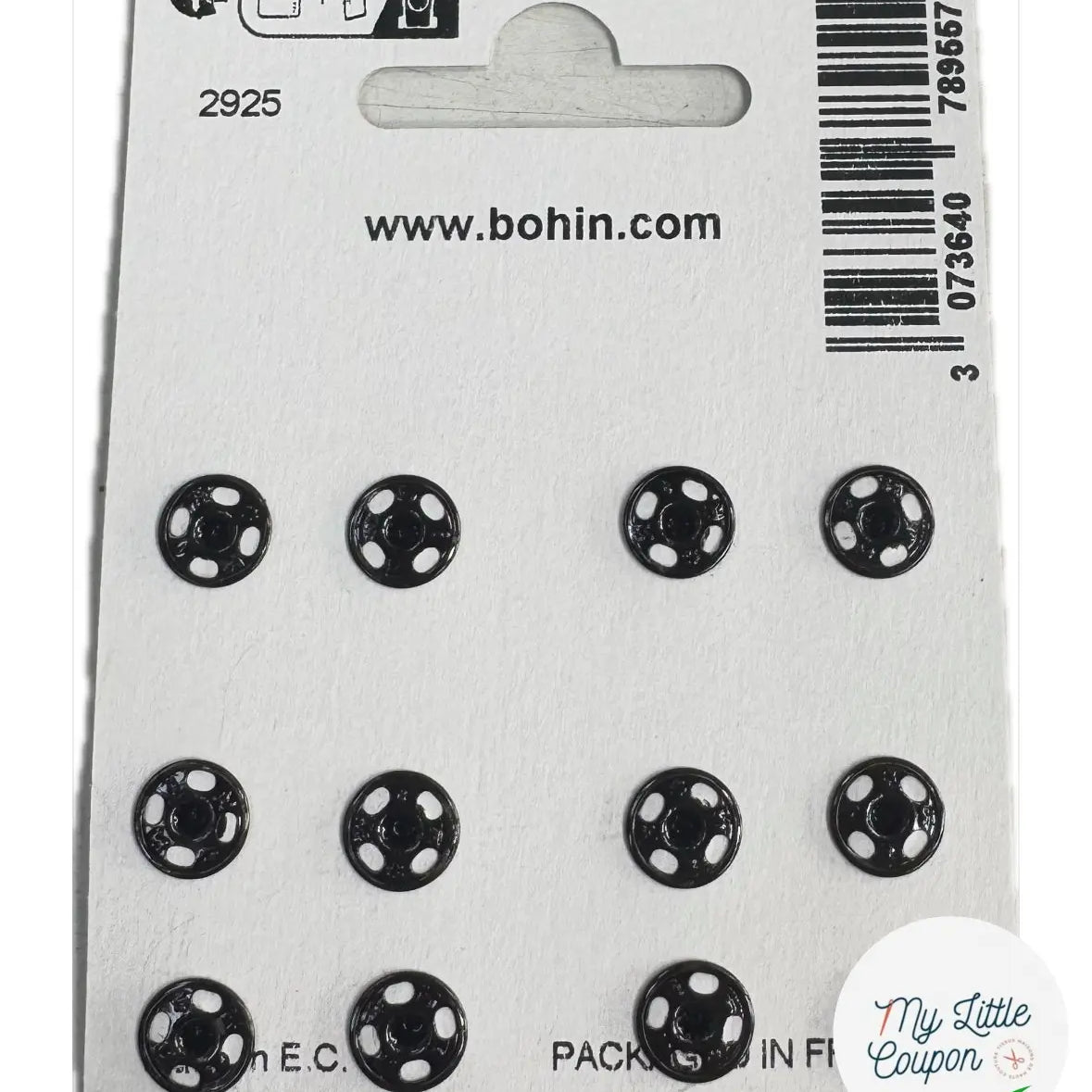 12 PRESSIONS À COUDRE 8MM - NOIR - My Little Coupon