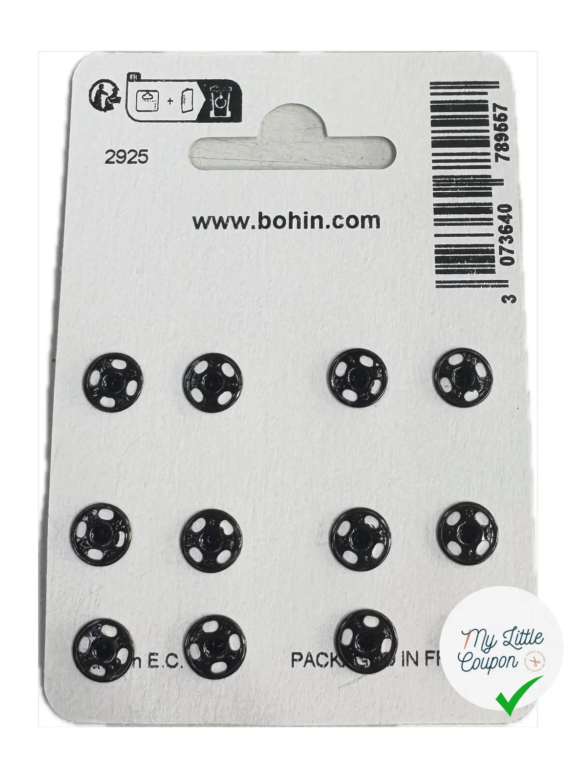 12 PRESSIONS À COUDRE 8MM - NOIR - My Little Coupon