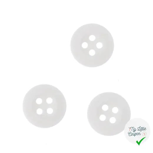 8 BOUTONS SOUPLES BLANCS - 13MM - My Little Coupon