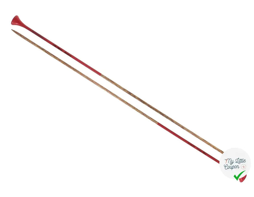 AIGUILLES À TRICOTER EN BOIS DE MANGUIER 40CM ROUGE - My Little Coupon