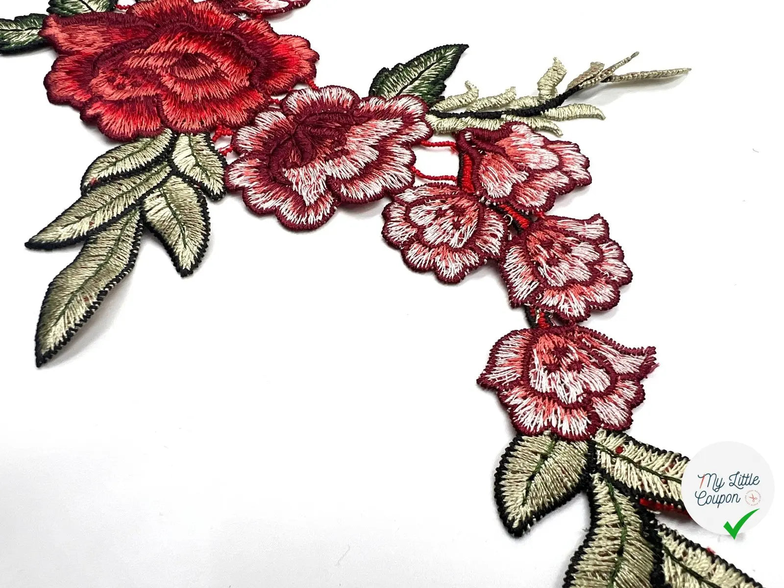 APPLICATION D’ORNEMENT ROSE ROUGE - My Little Coupon - tissu - coudre