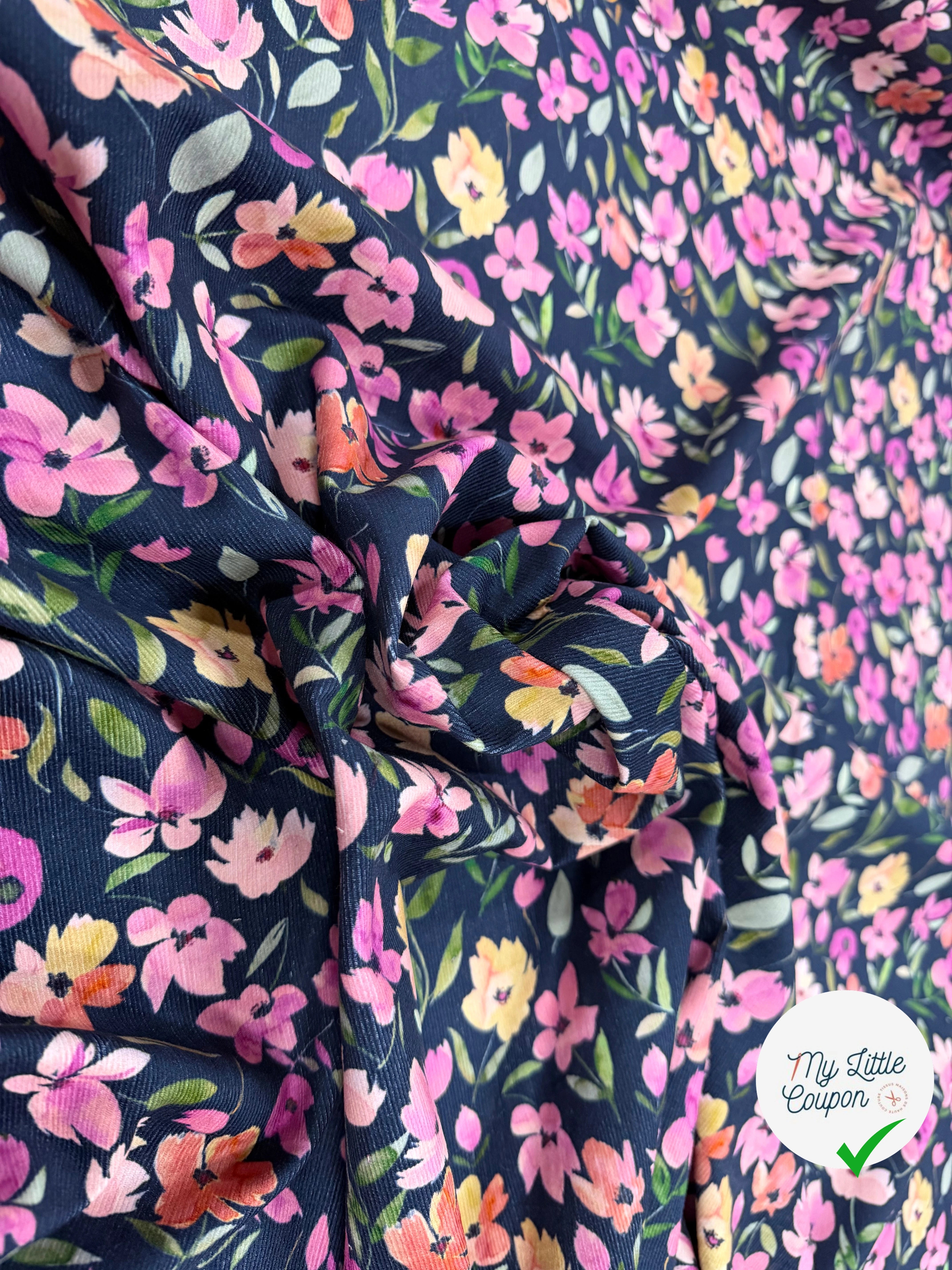 BABYCORD DIGITAL FLOWERS – NAVY - My Little Coupon