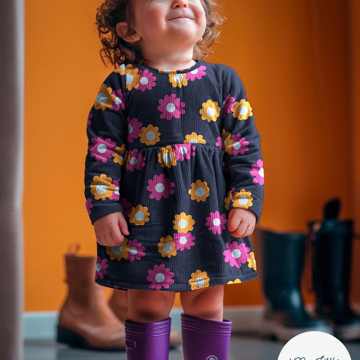 BABYCORD FLOWERS – NAVY - My Little Coupon