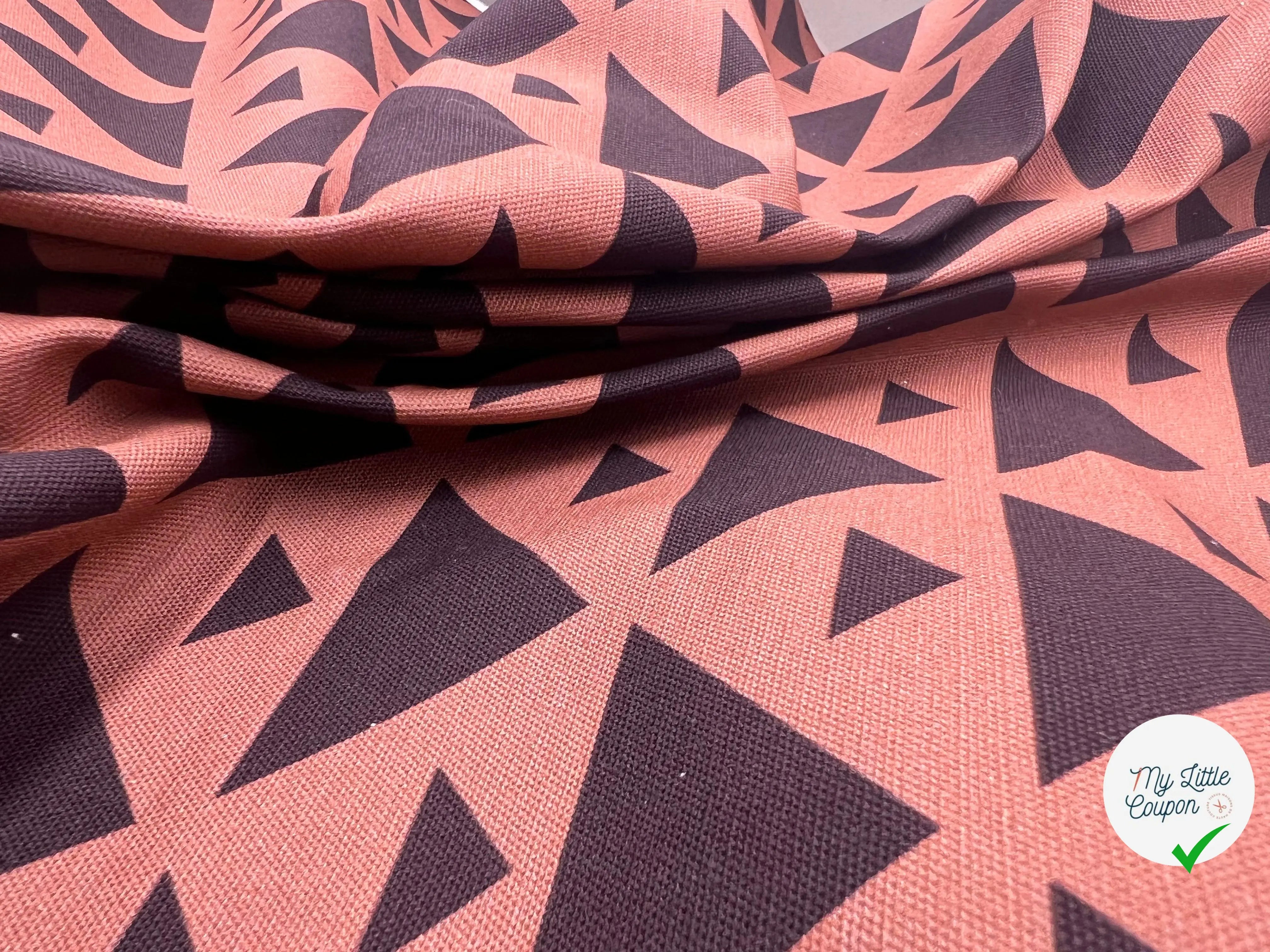 BACHETTE DE COTON IMPRIMÉE POLYGONES BICOLORES MARRON - My Little Coupon - tissu - coudre