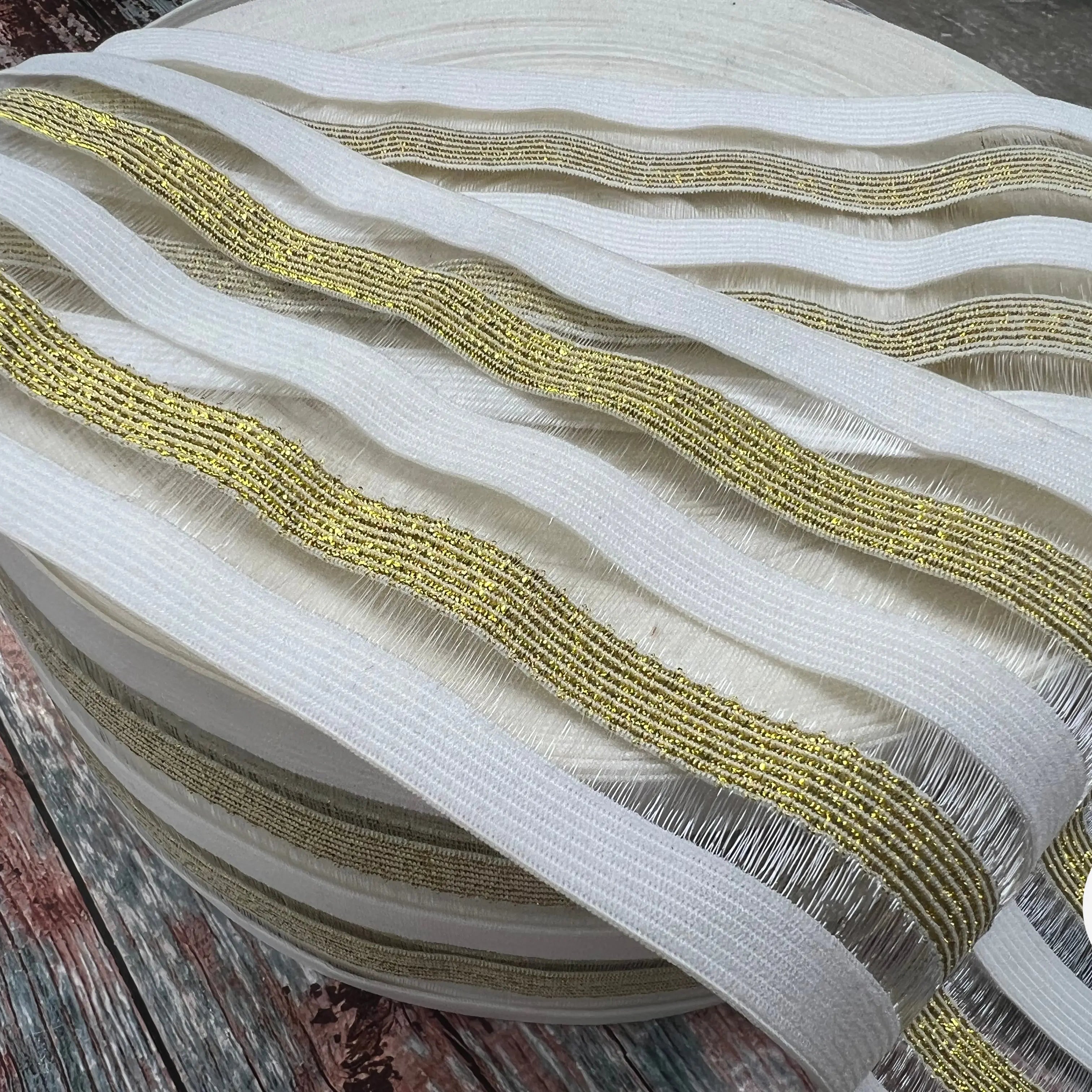 BANDE ÉLASTIQUE FANTAISIE GOLD&WHITE - My Little Coupon