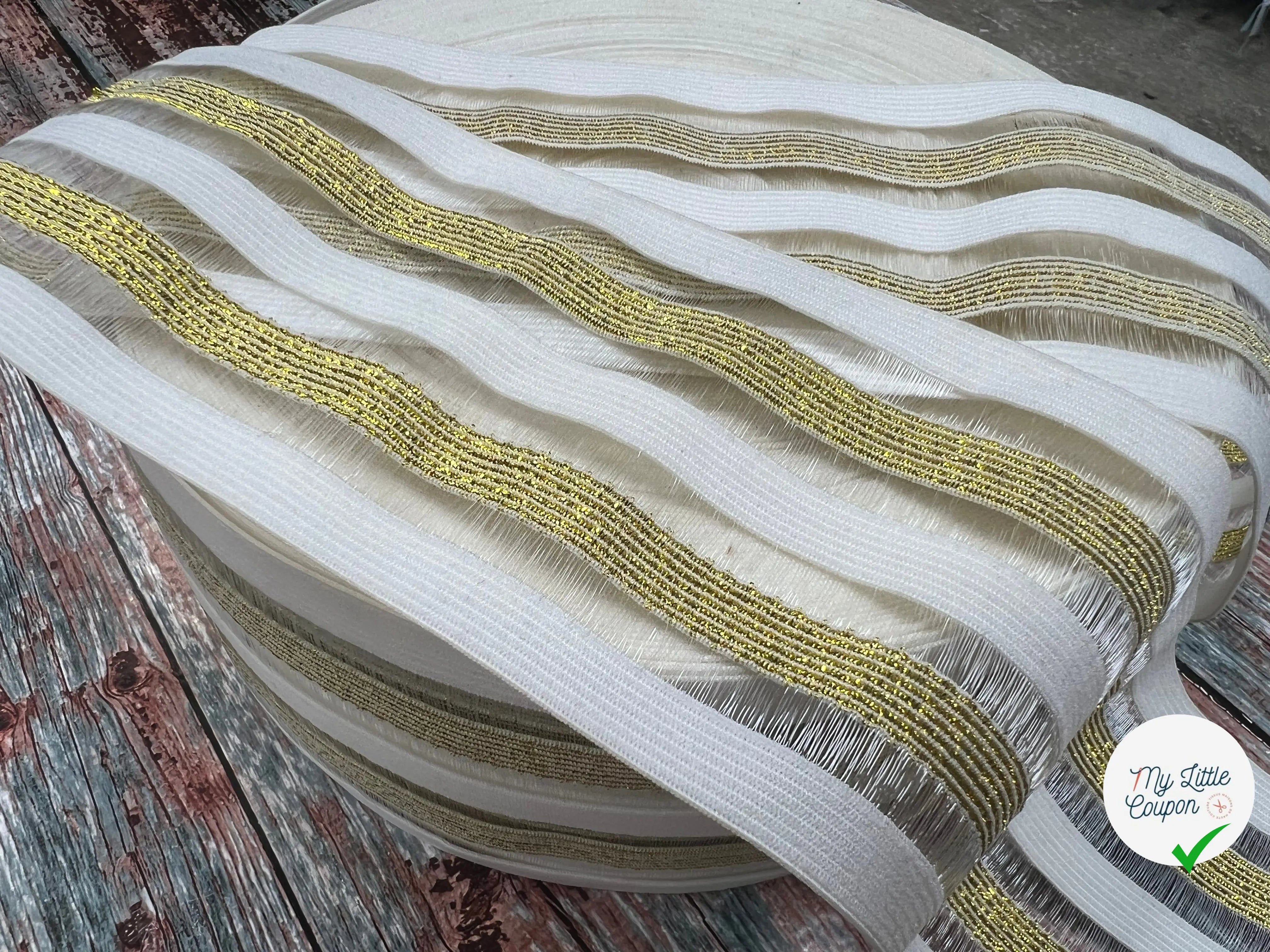 BANDE ÉLASTIQUE FANTAISIE GOLD&WHITE - My Little Coupon