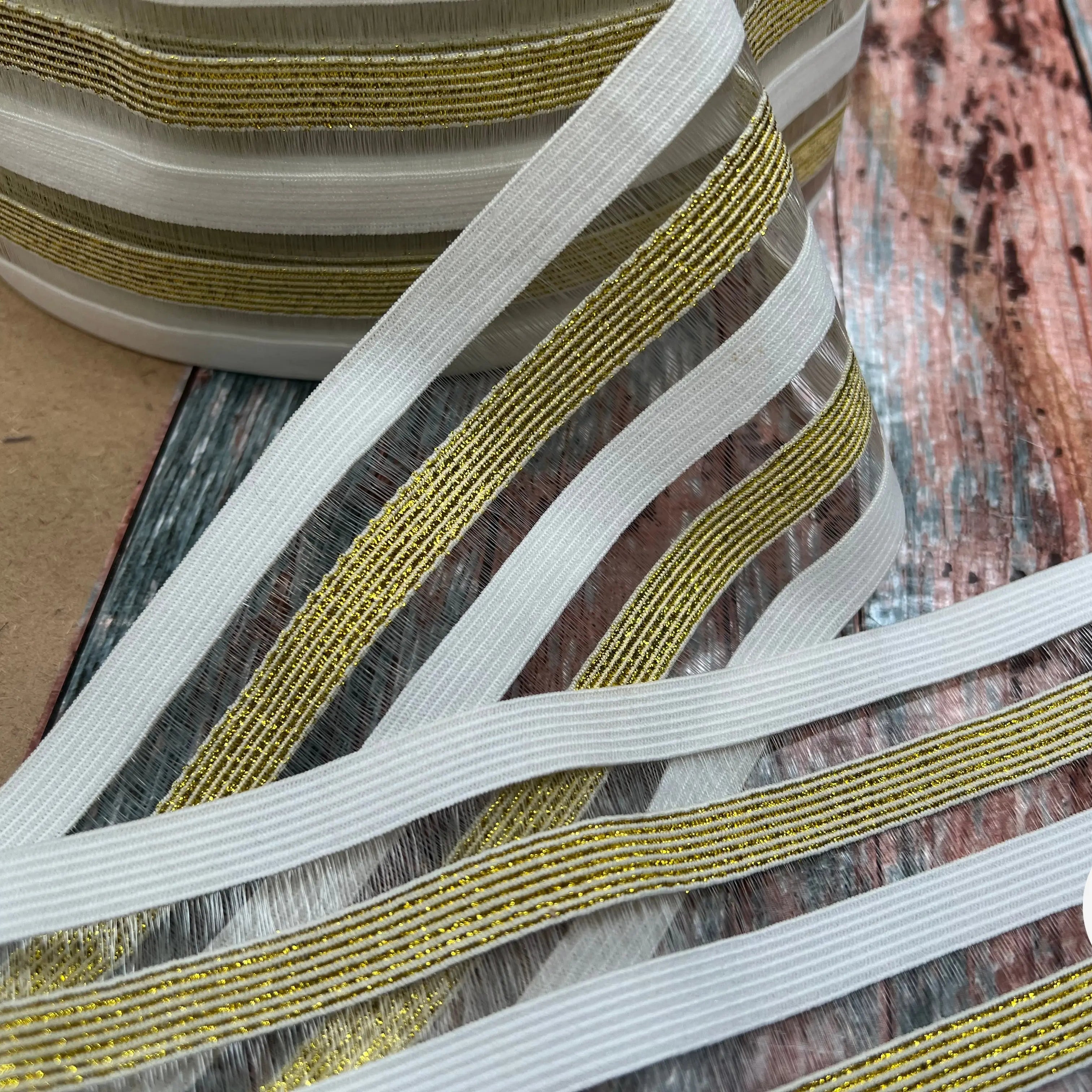 BANDE ÉLASTIQUE FANTAISIE GOLD&WHITE - My Little Coupon