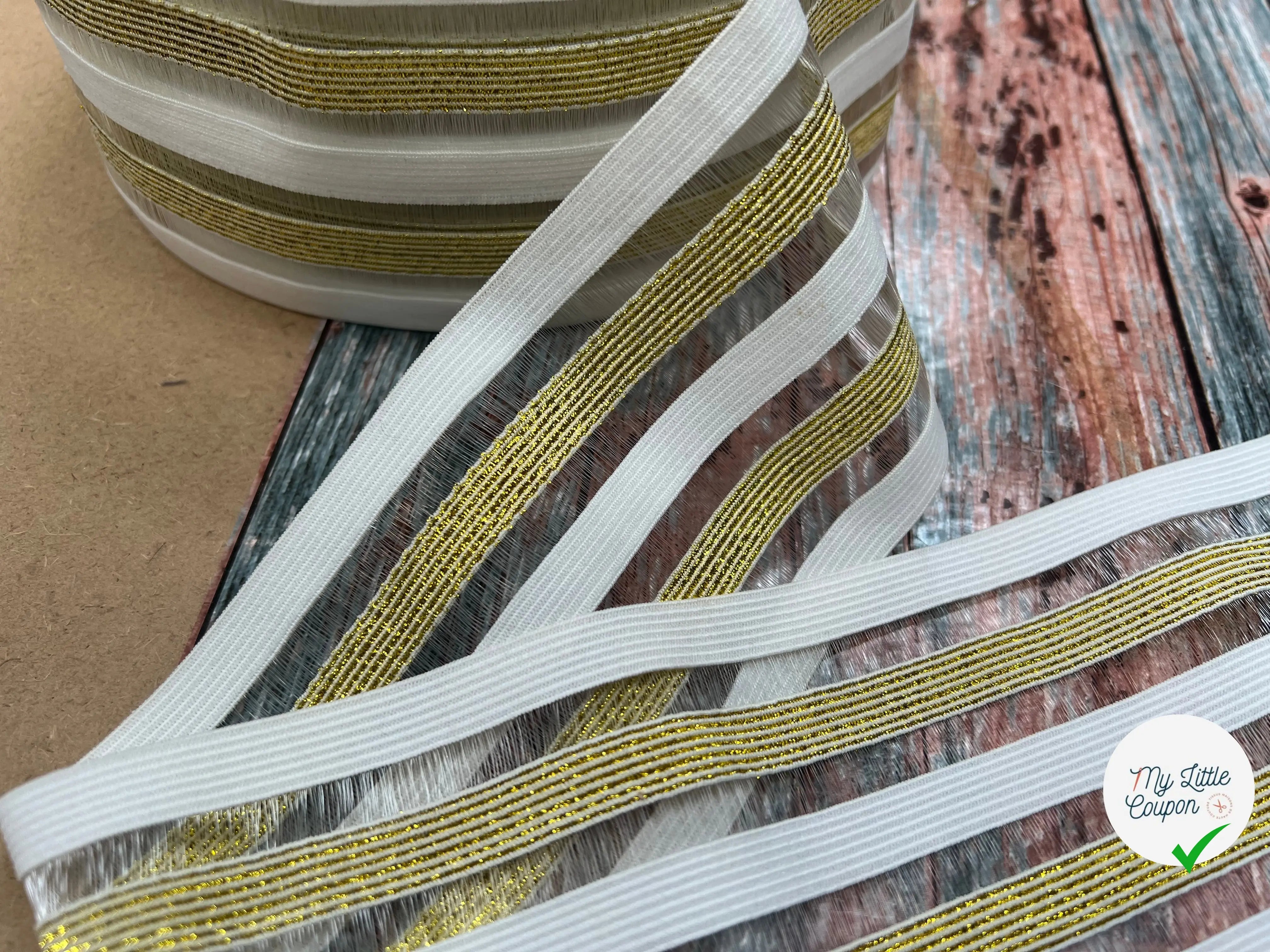 BANDE ÉLASTIQUE FANTAISIE GOLD&WHITE - My Little Coupon