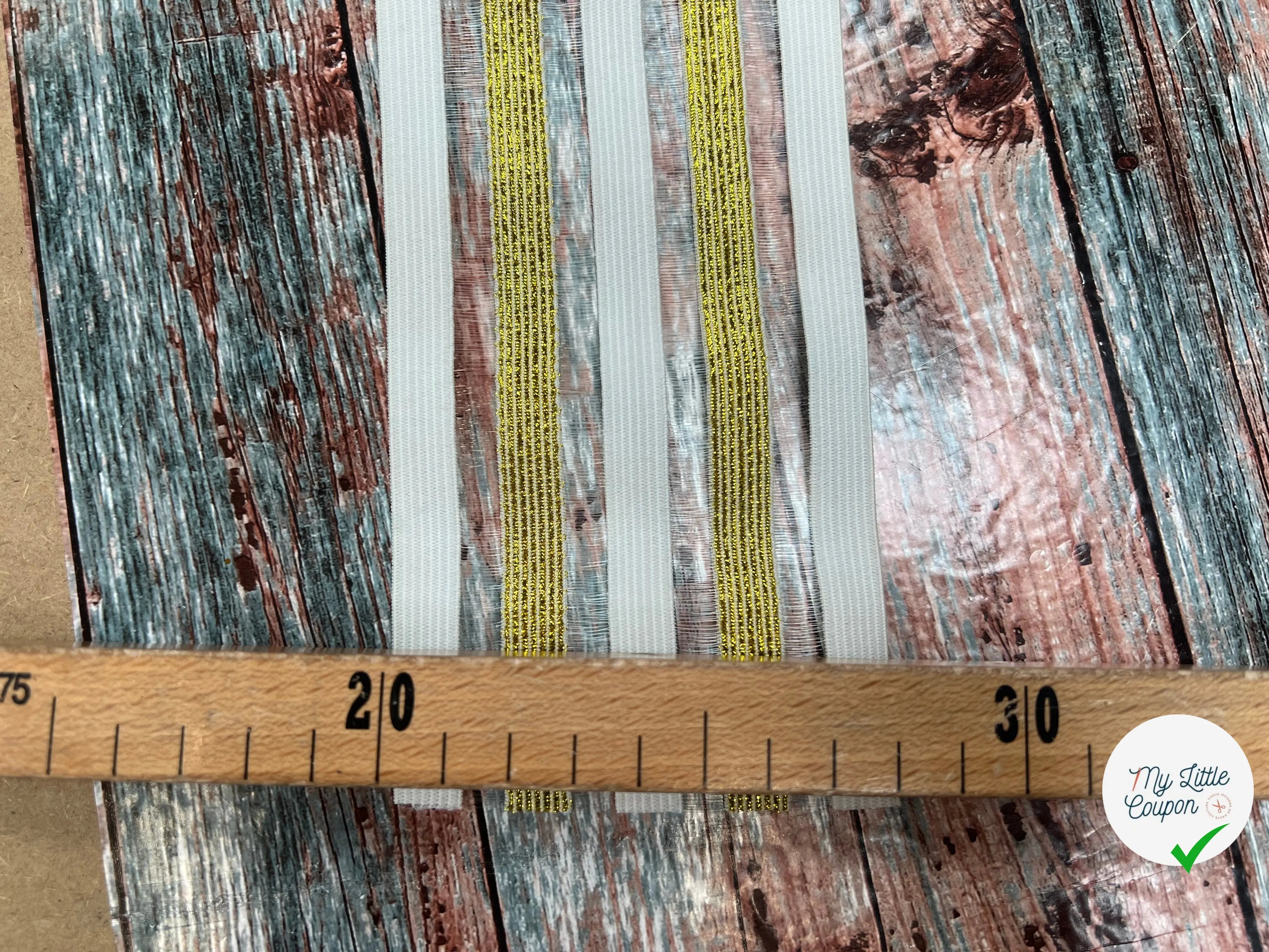 BANDE ÉLASTIQUE FANTAISIE GOLD&WHITE - My Little Coupon