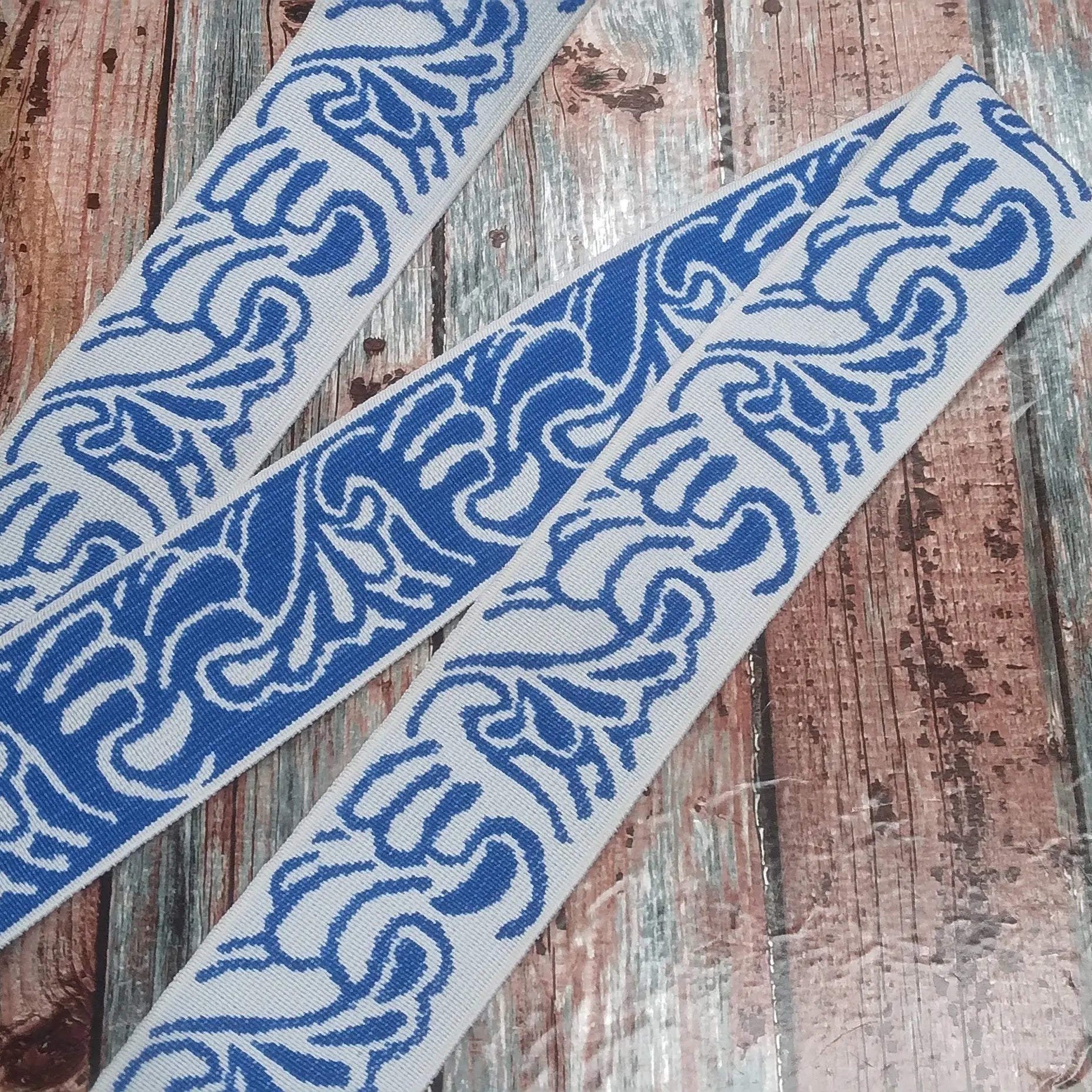 BANDE ÉLASTIQUE TISÉE ABSTRAIT BLEU ROI - My Little Coupon