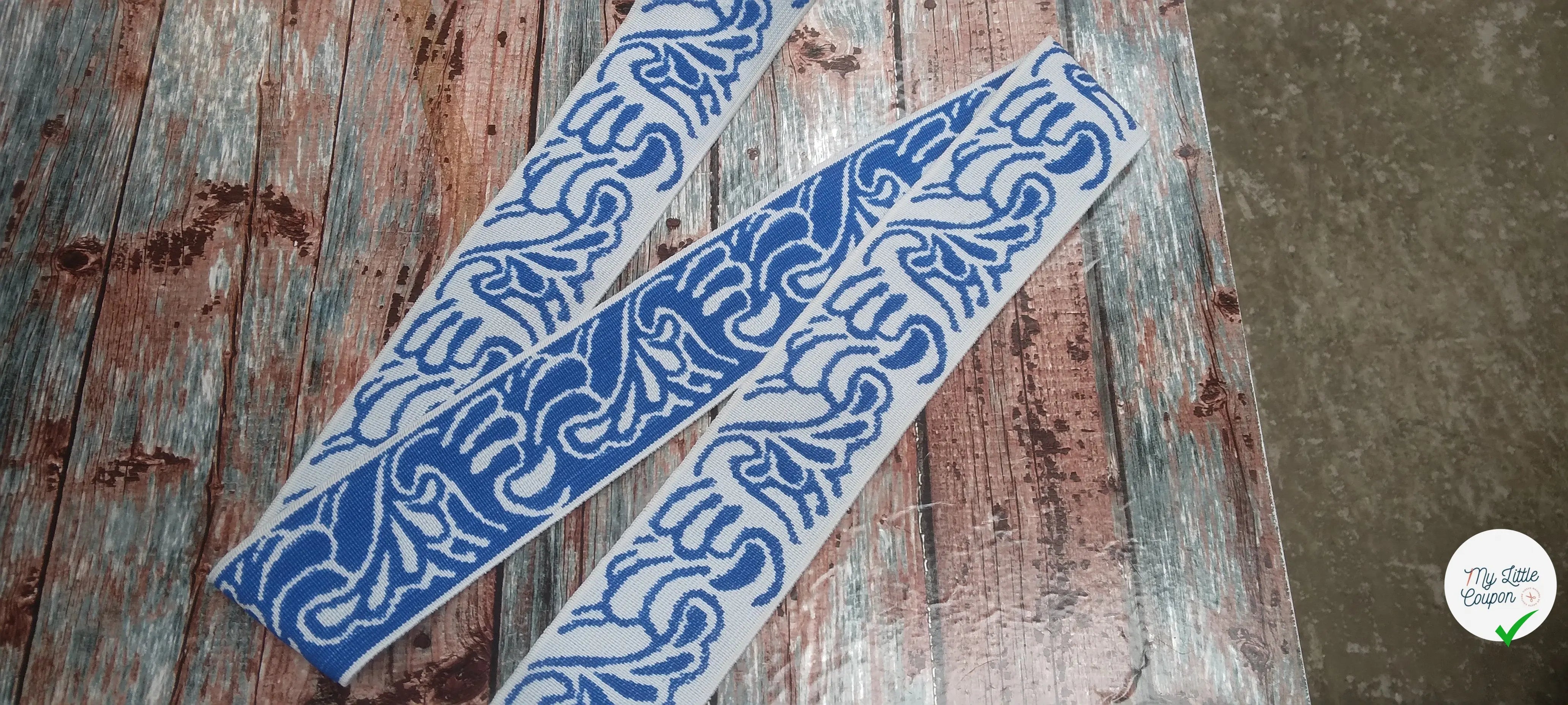 BANDE ÉLASTIQUE TISÉE ABSTRAIT BLEU ROI - My Little Coupon
