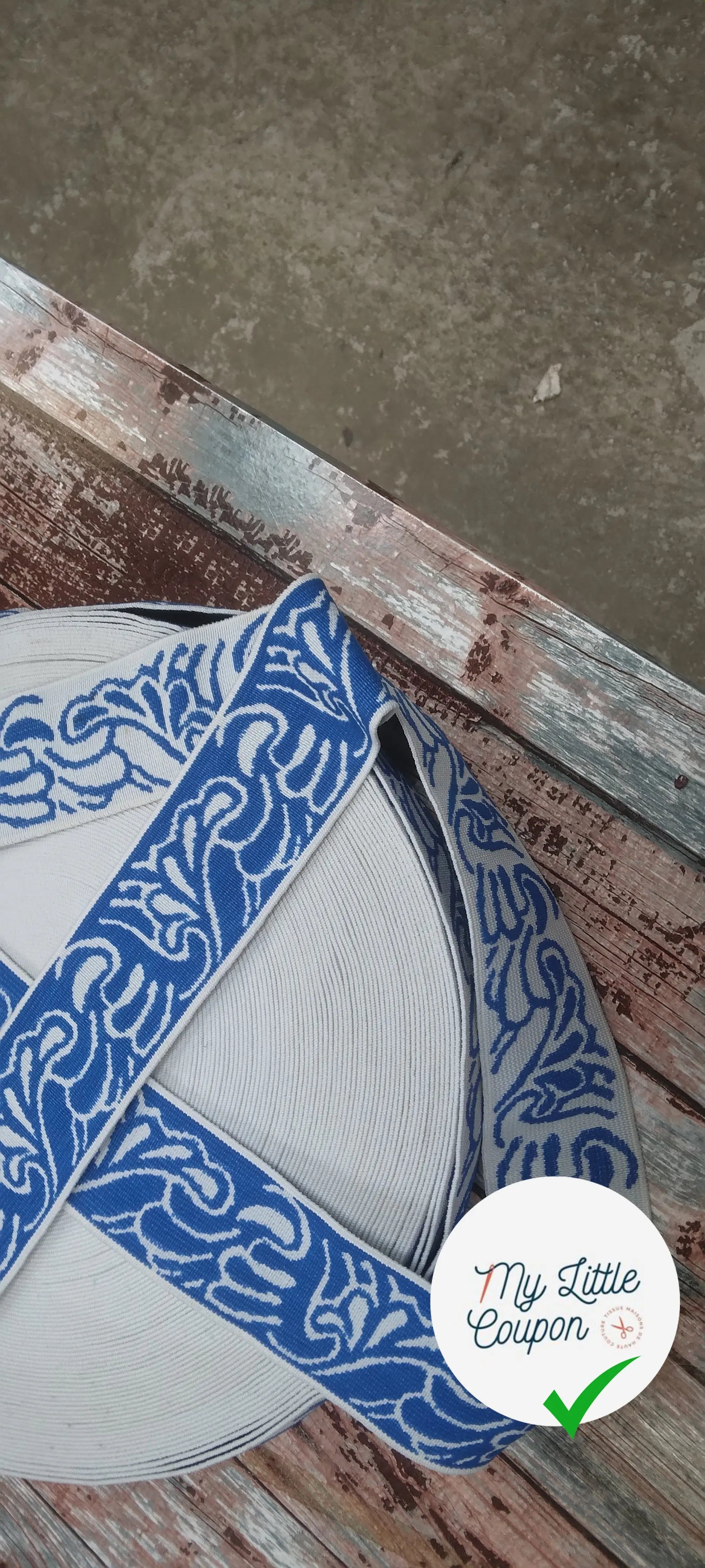 BANDE ÉLASTIQUE TISÉE ABSTRAIT BLEU ROI - My Little Coupon