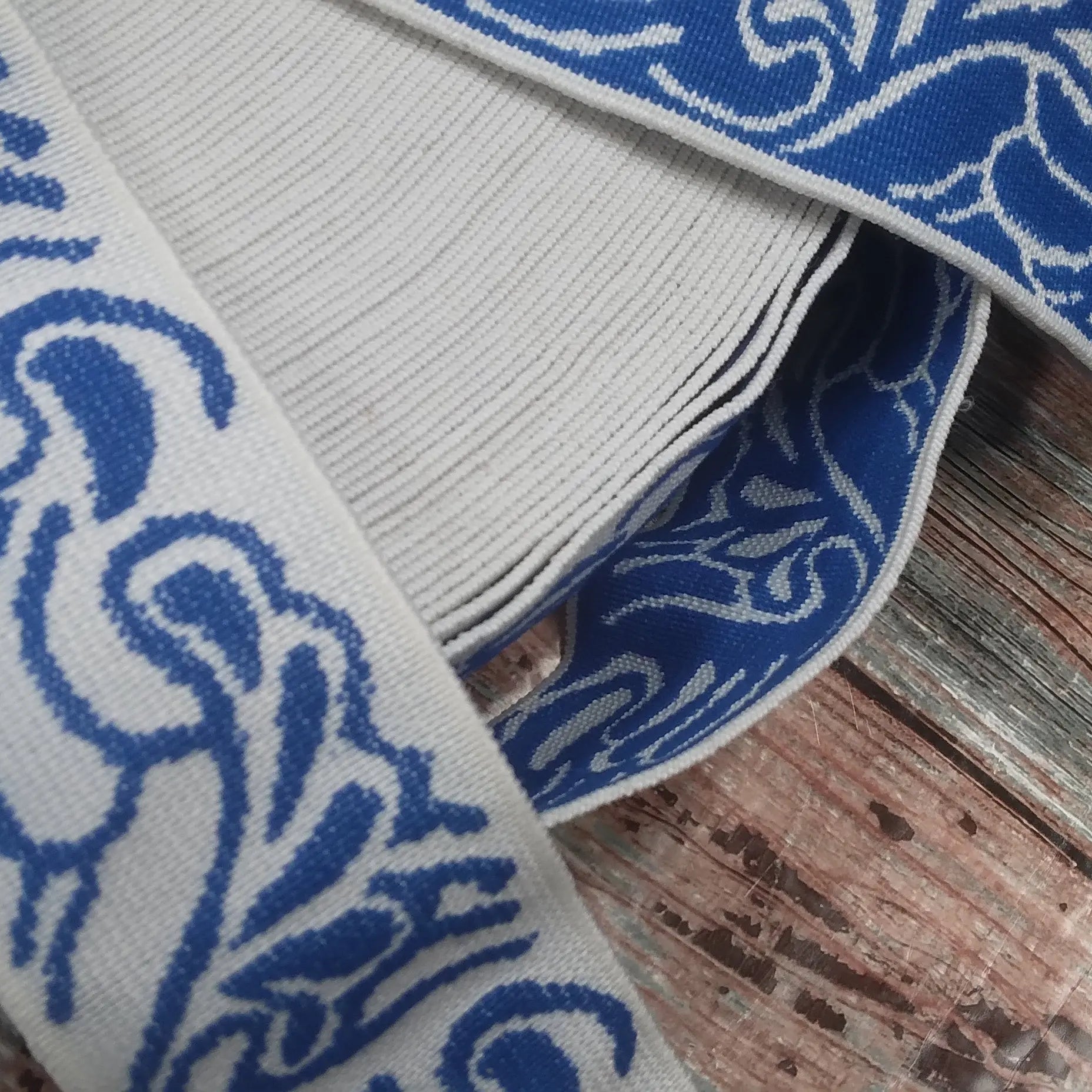 BANDE ÉLASTIQUE TISÉE ABSTRAIT BLEU ROI - My Little Coupon