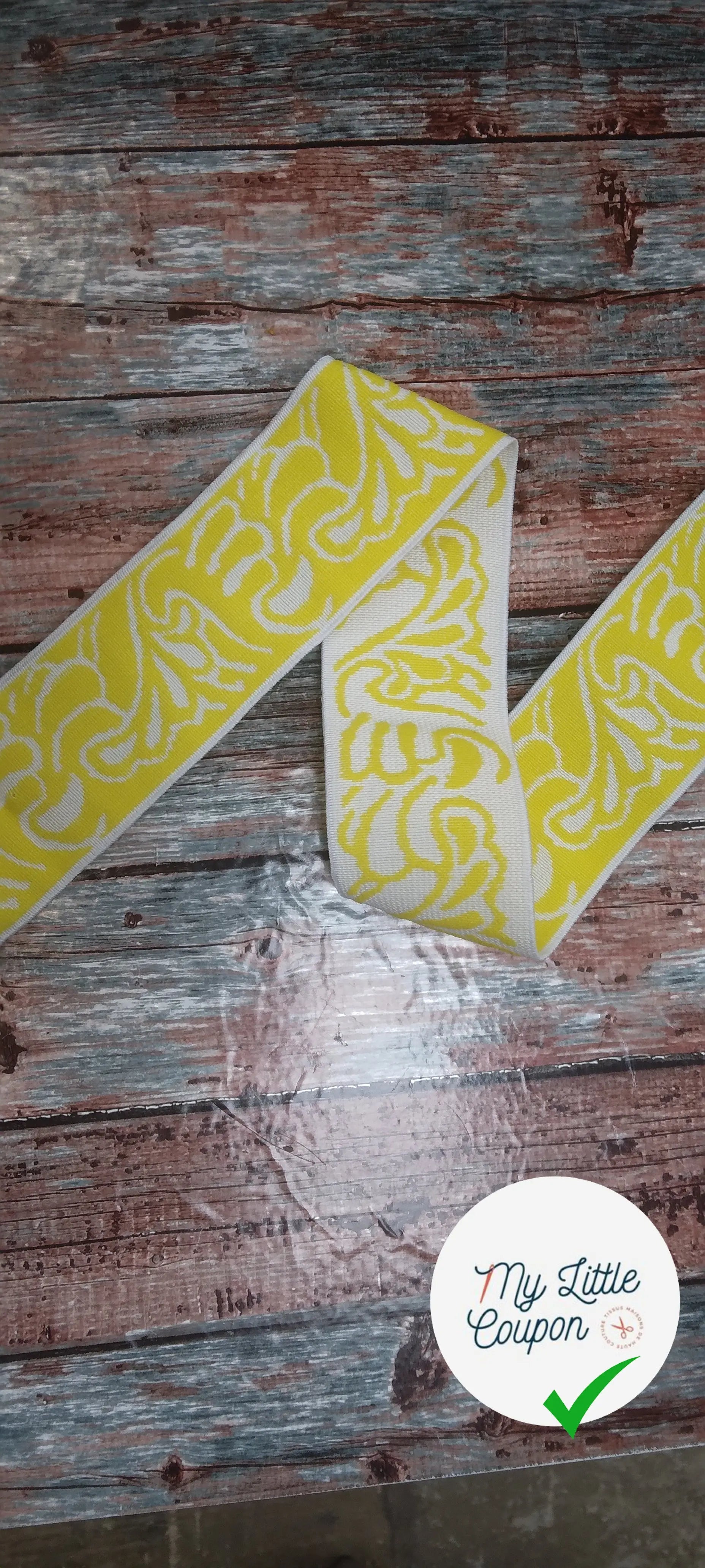 BANDE ÉLASTIQUE TISÉE ABSTRAIT JAUNE - My Little Coupon