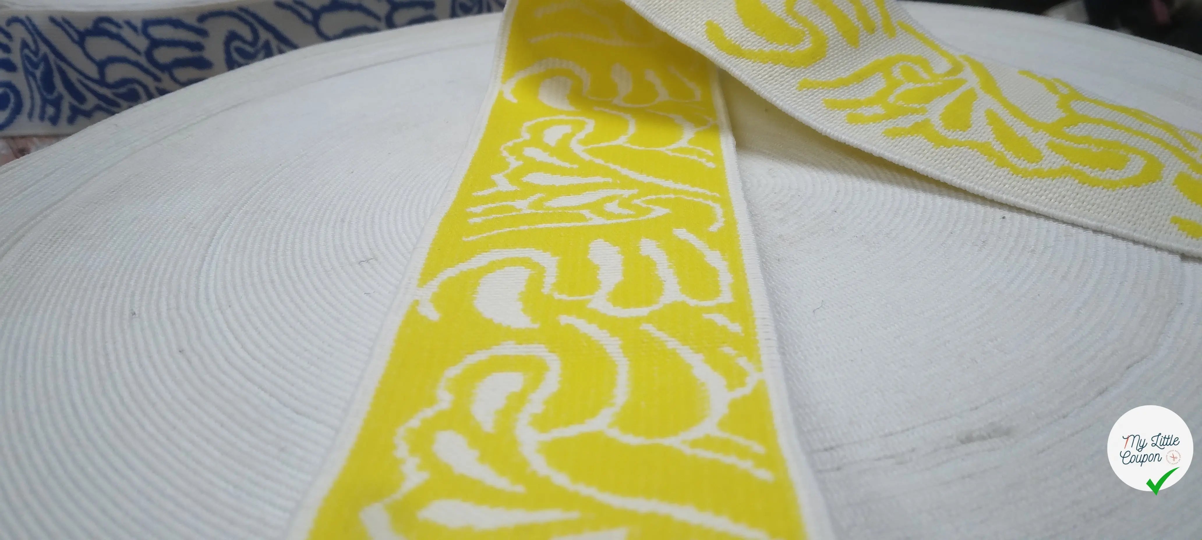 BANDE ÉLASTIQUE TISÉE ABSTRAIT JAUNE - My Little Coupon