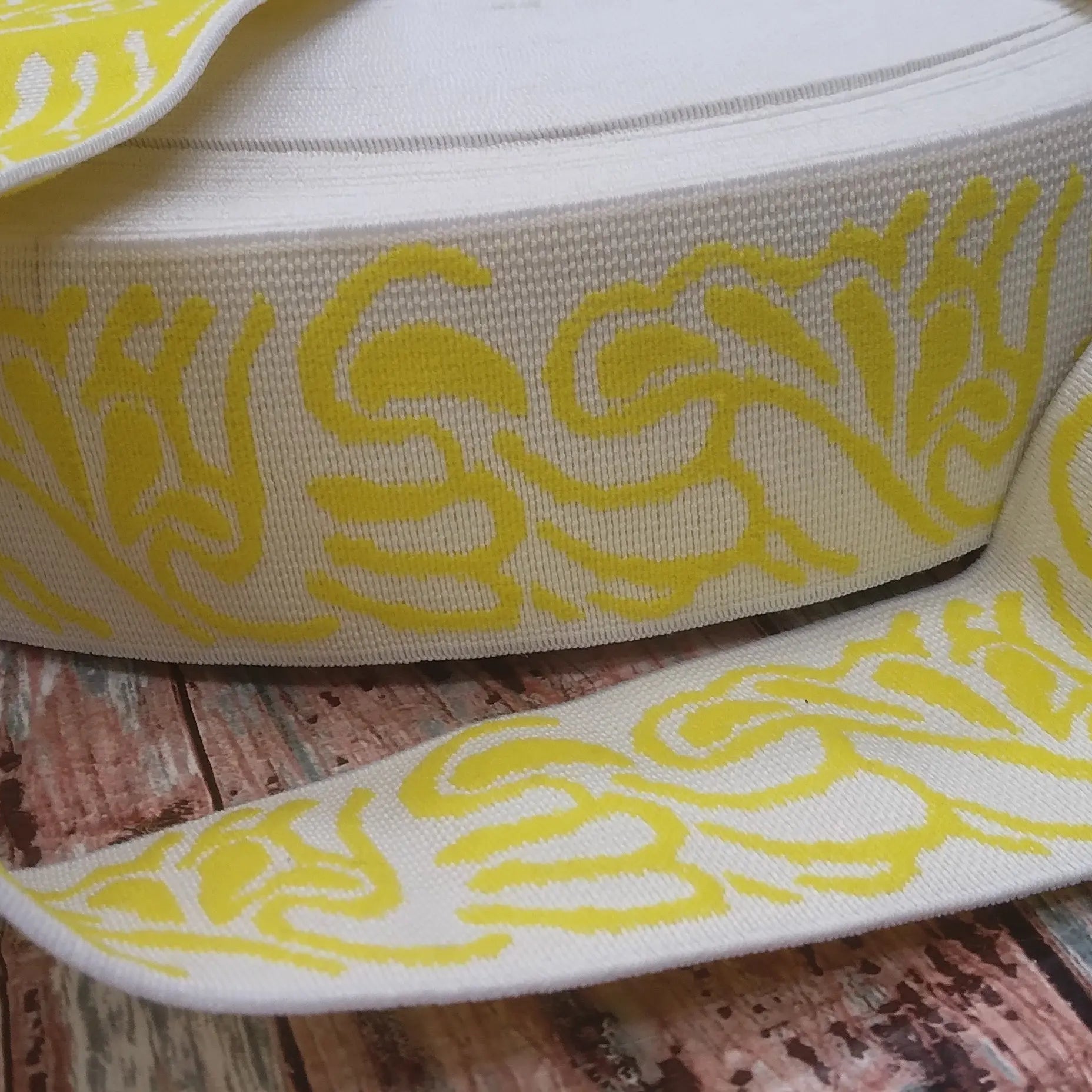 BANDE ÉLASTIQUE TISÉE ABSTRAIT JAUNE - My Little Coupon