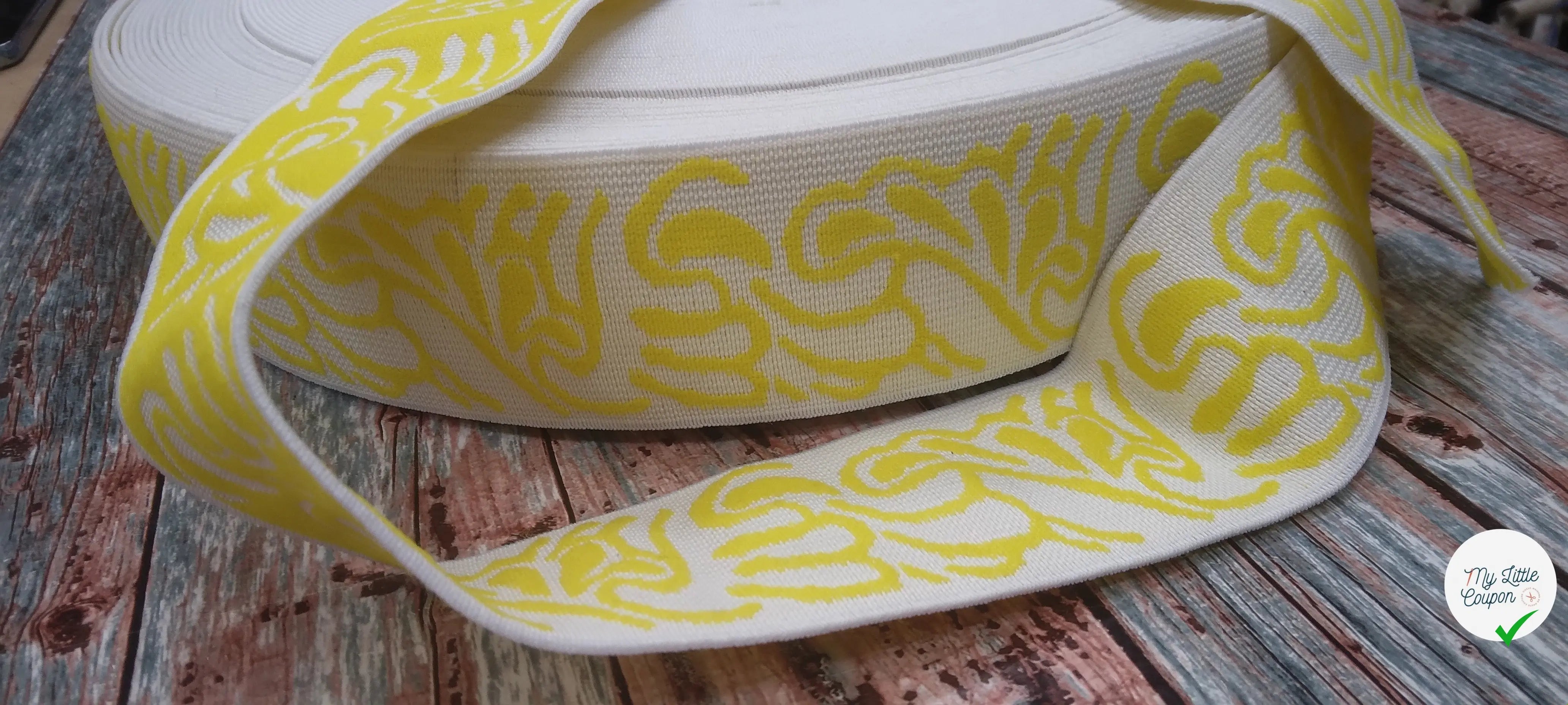 BANDE ÉLASTIQUE TISÉE ABSTRAIT JAUNE - My Little Coupon