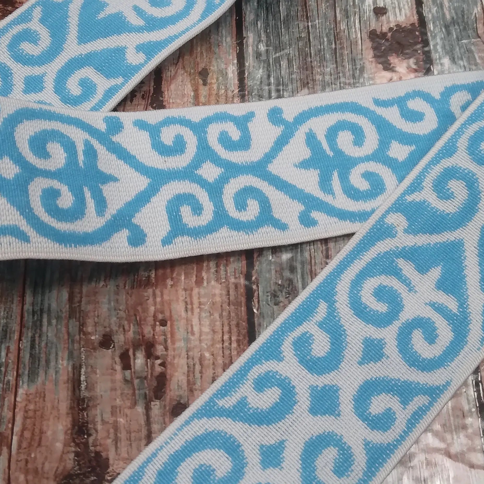 BANDE ÉLASTIQUE TISÉE BAROQUE BLEU - My Little Coupon