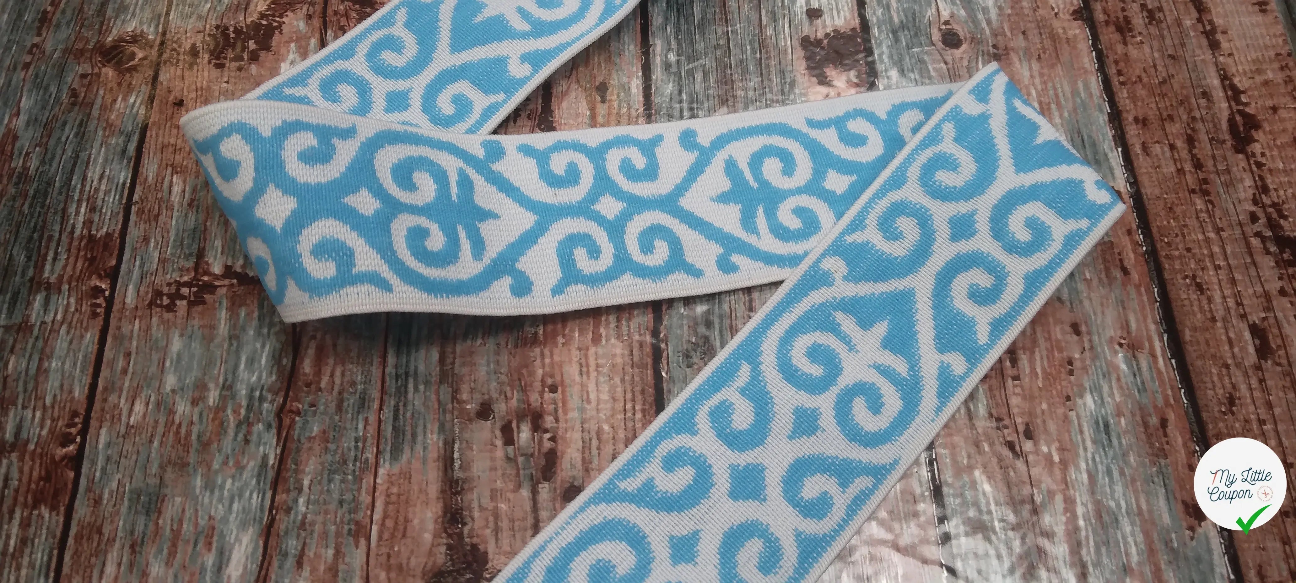 BANDE ÉLASTIQUE TISÉE BAROQUE BLEU - My Little Coupon