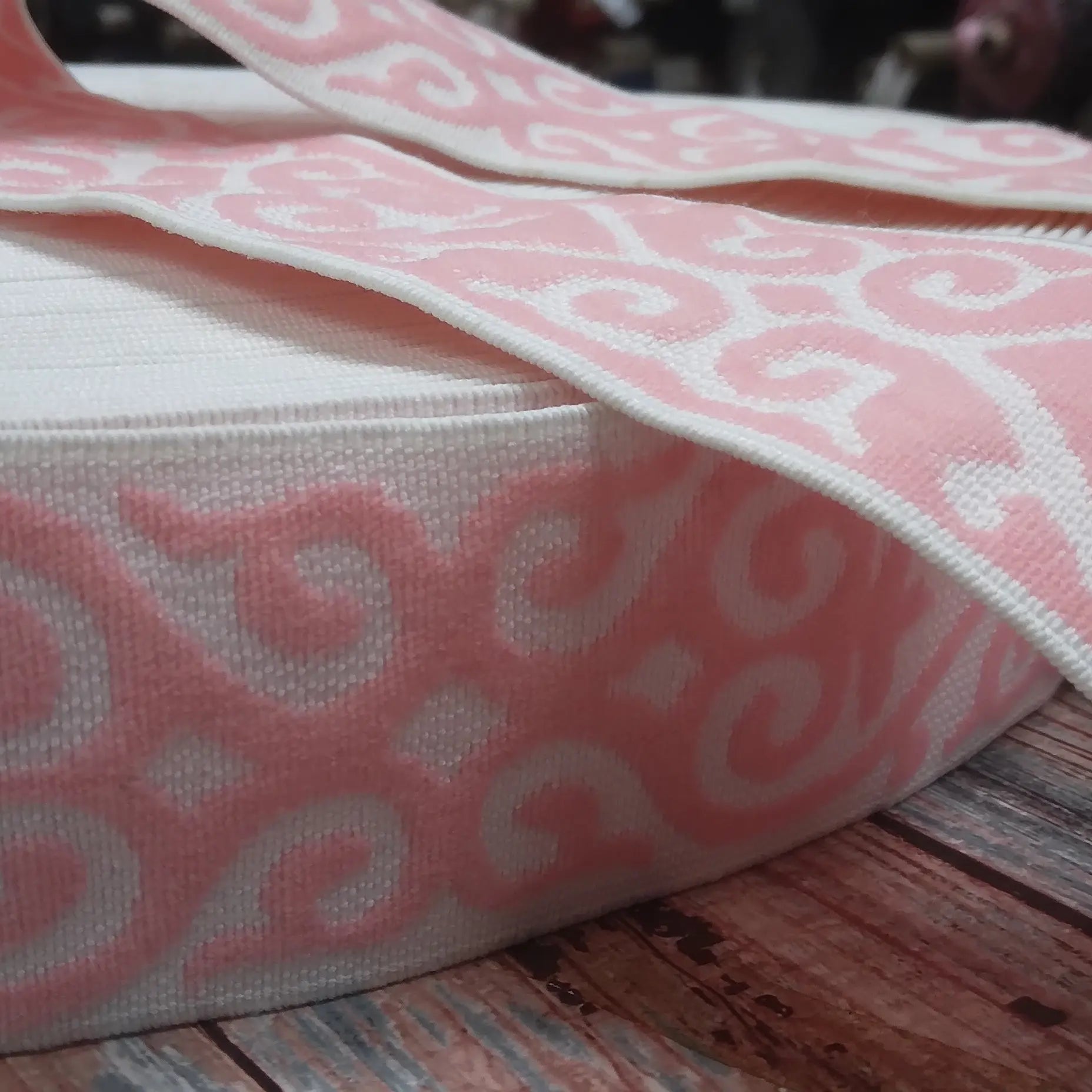 BANDE ÉLASTIQUE TISÉE BAROQUE ROSE - My Little Coupon