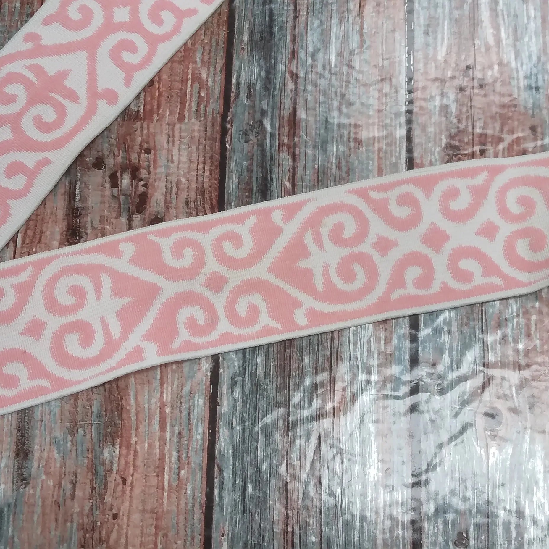 BANDE ÉLASTIQUE TISÉE BAROQUE ROSE - My Little Coupon