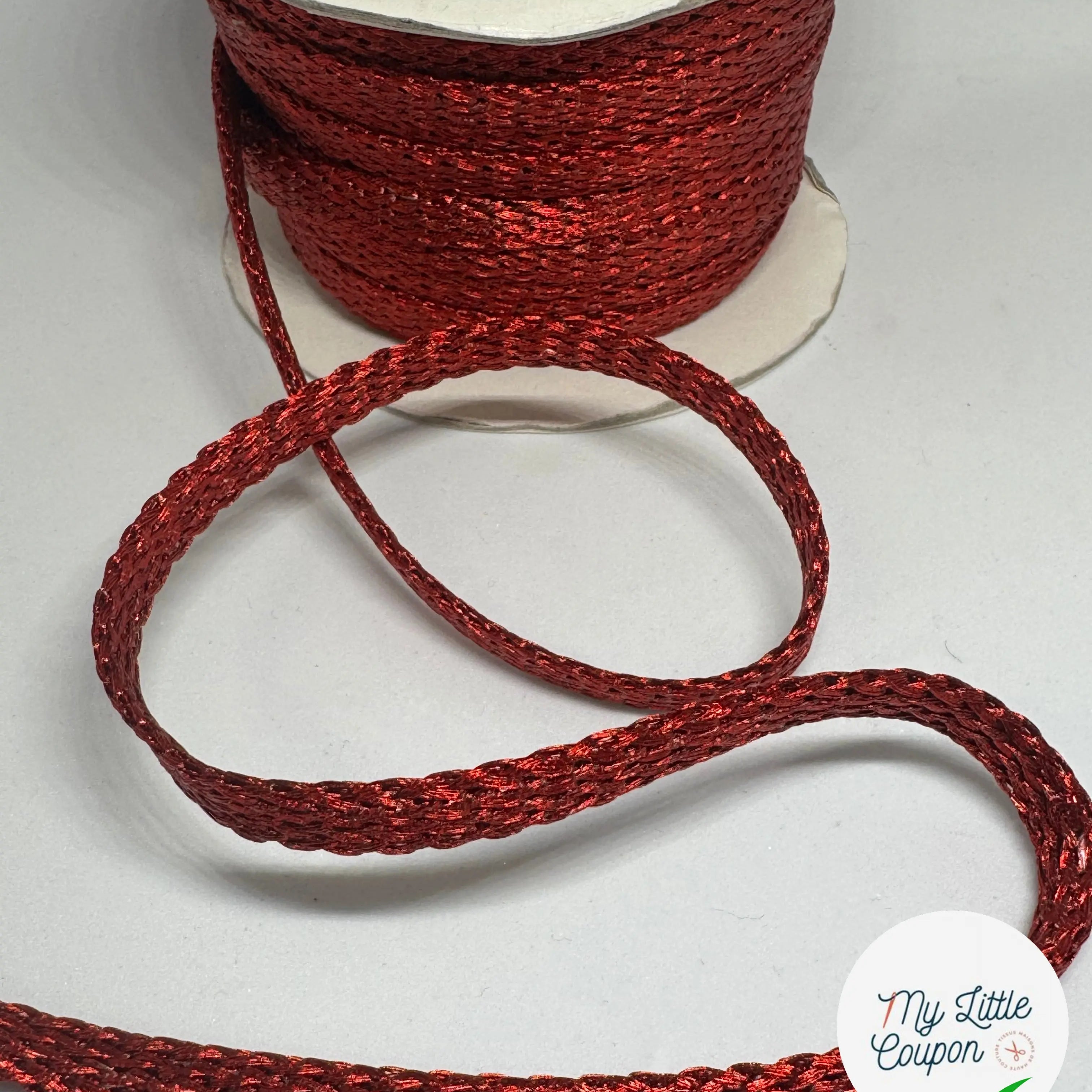 BANDE FANTAISIE ROUGE BRILLANT 7MM - My Little Coupon