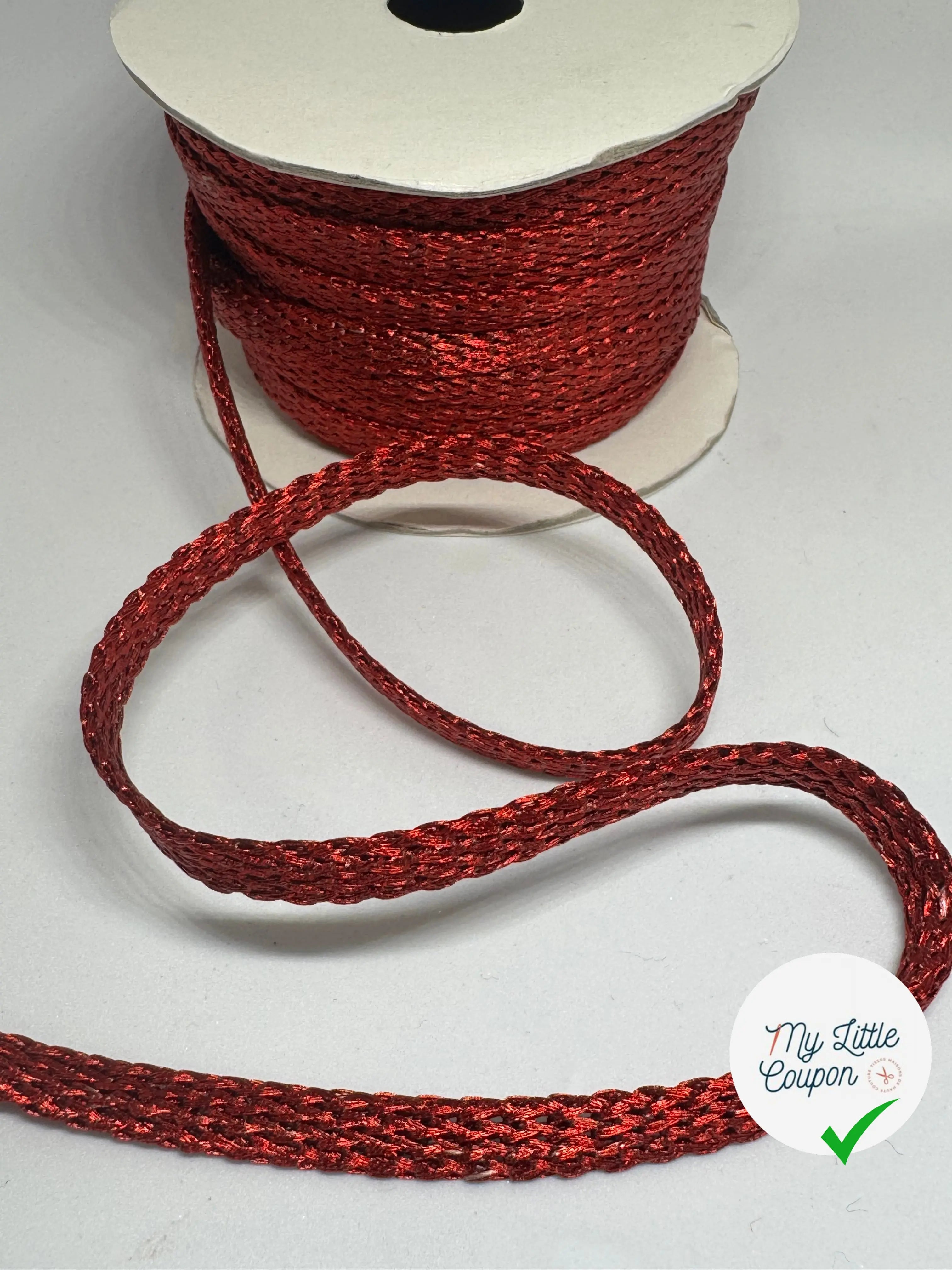 BANDE FANTAISIE ROUGE BRILLANT 7MM - My Little Coupon