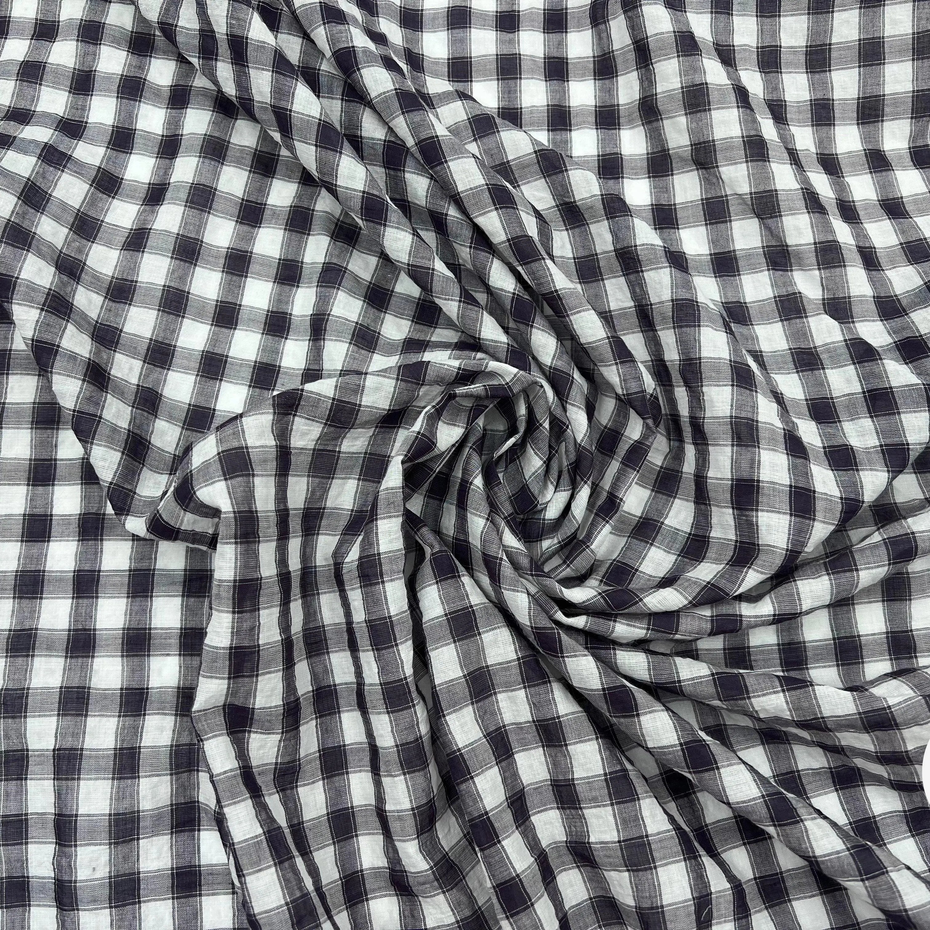 BATISTE CLOQUÉE TISSÉ TEINT CARREAUX BRUNS - My Little Coupon - tissu - coudre