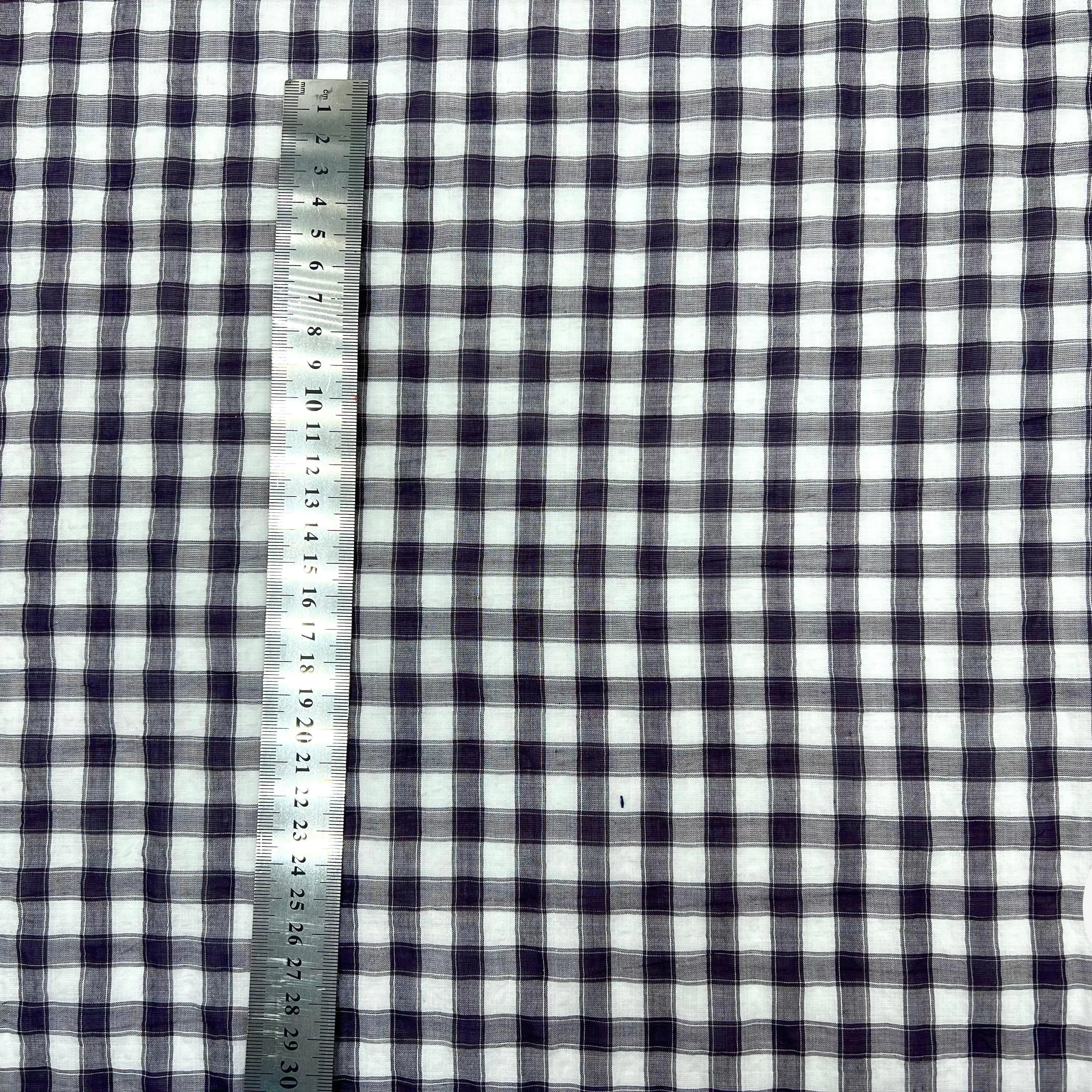 BATISTE CLOQUÉE TISSÉ TEINT CARREAUX BRUNS - My Little Coupon - tissu - coudre