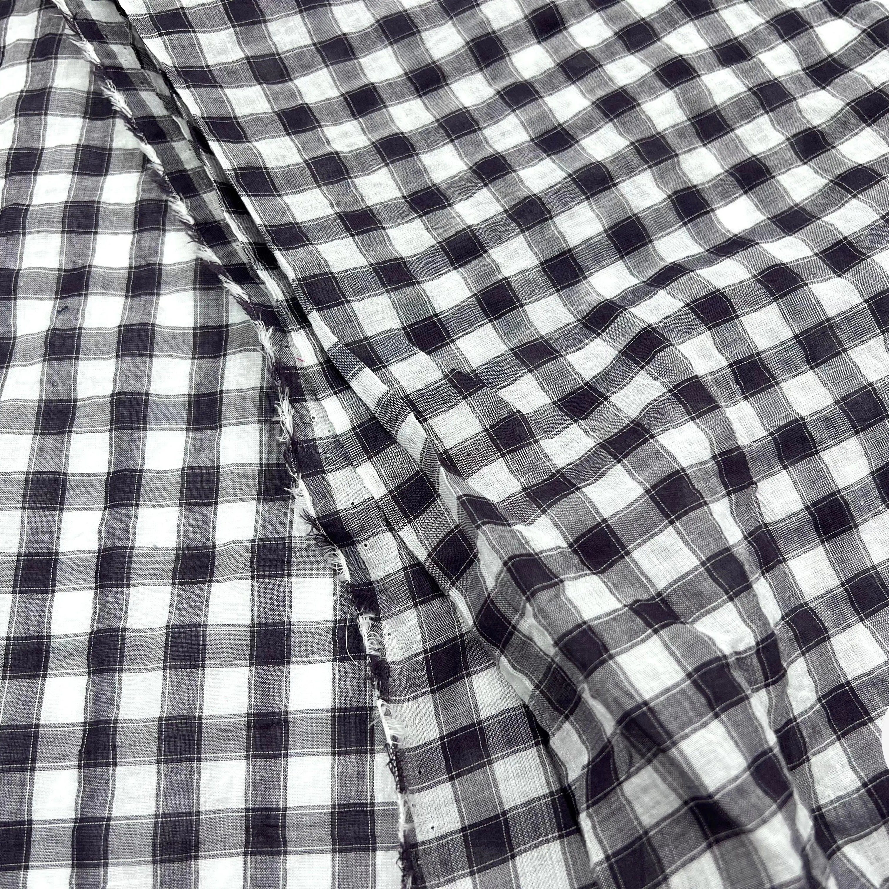 BATISTE CLOQUÉE TISSÉ TEINT CARREAUX BRUNS - My Little Coupon - tissu - coudre