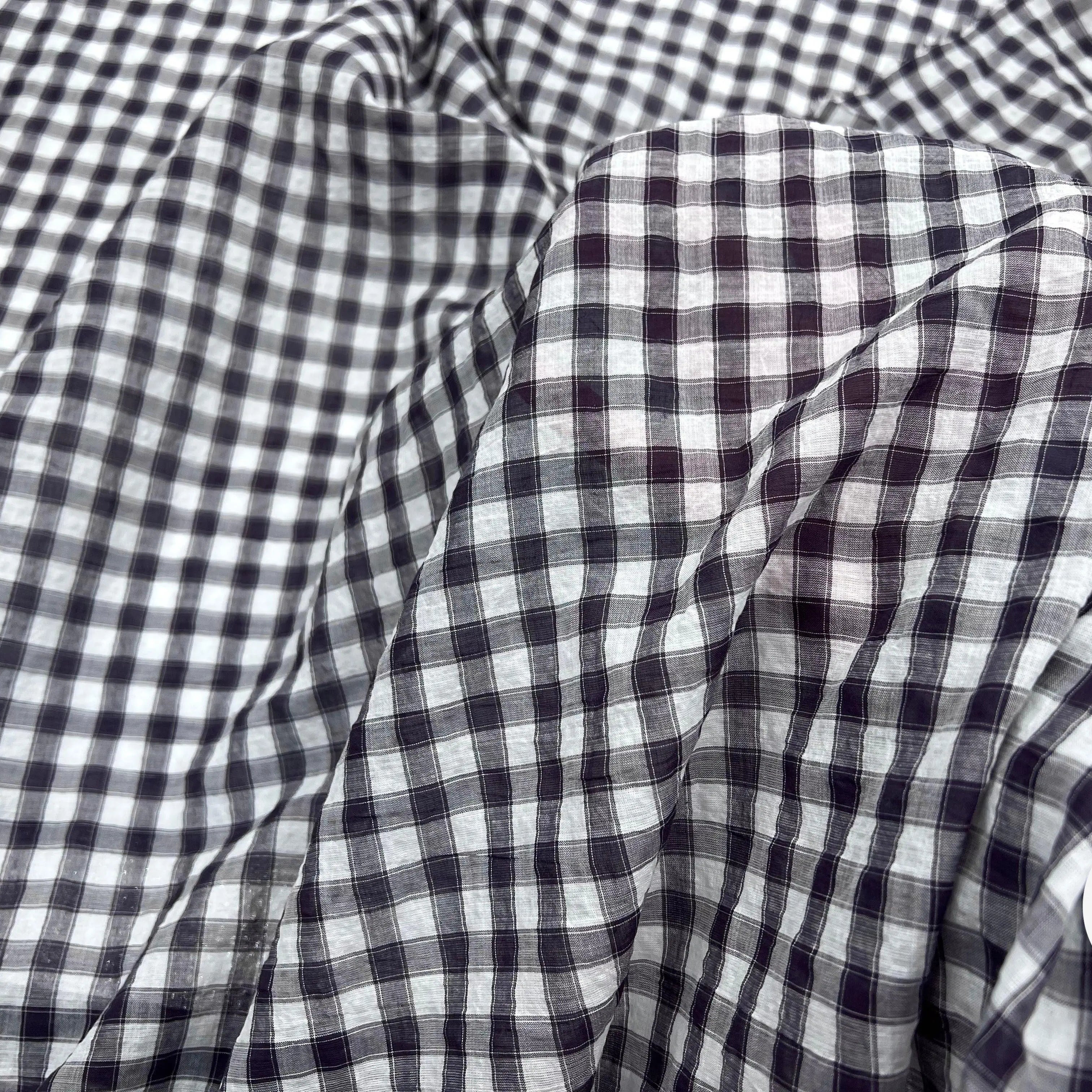 BATISTE CLOQUÉE TISSÉ TEINT CARREAUX BRUNS - My Little Coupon - tissu - coudre