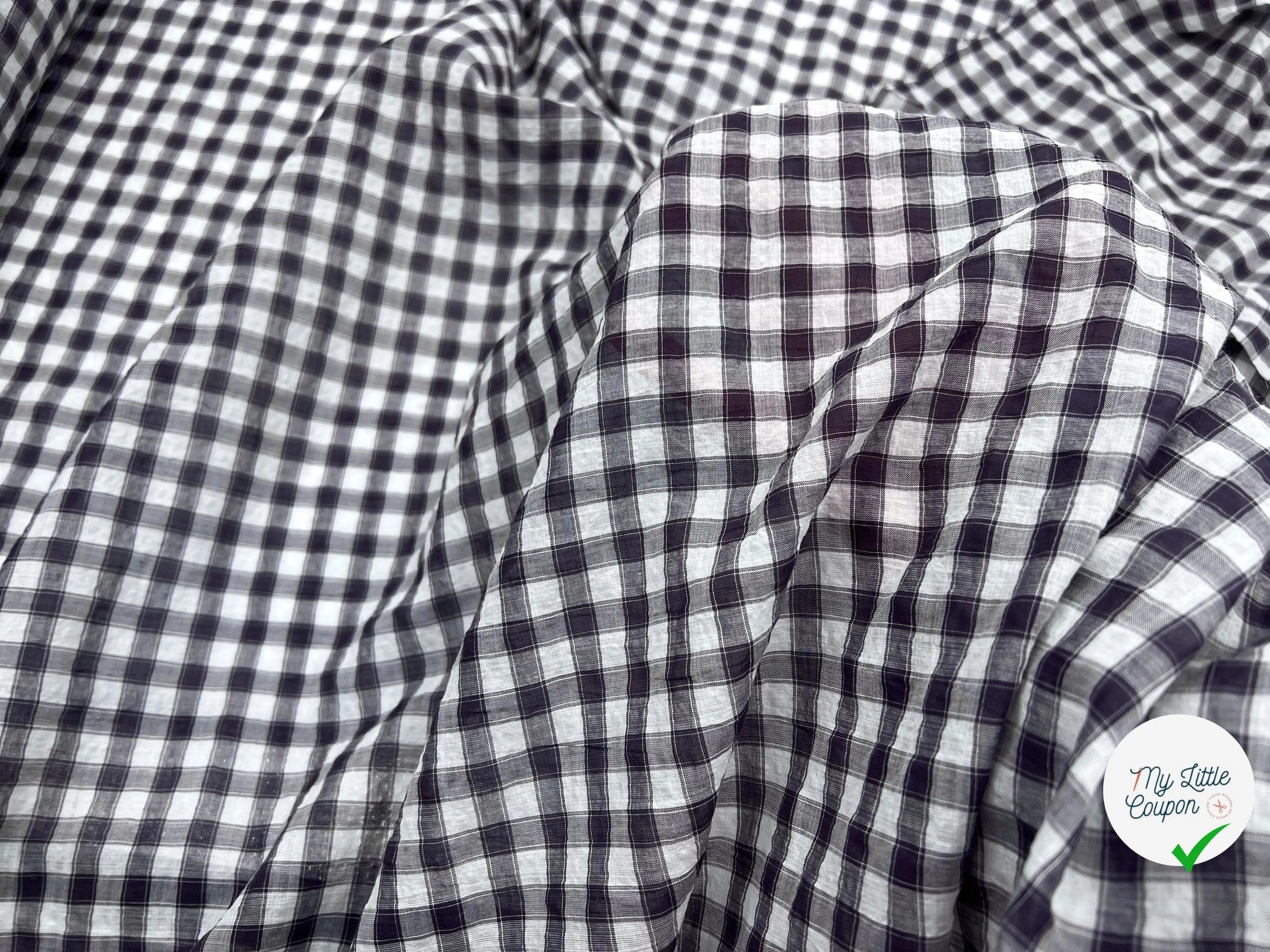 BATISTE CLOQUÉE TISSÉ TEINT CARREAUX BRUNS - My Little Coupon - tissu - coudre