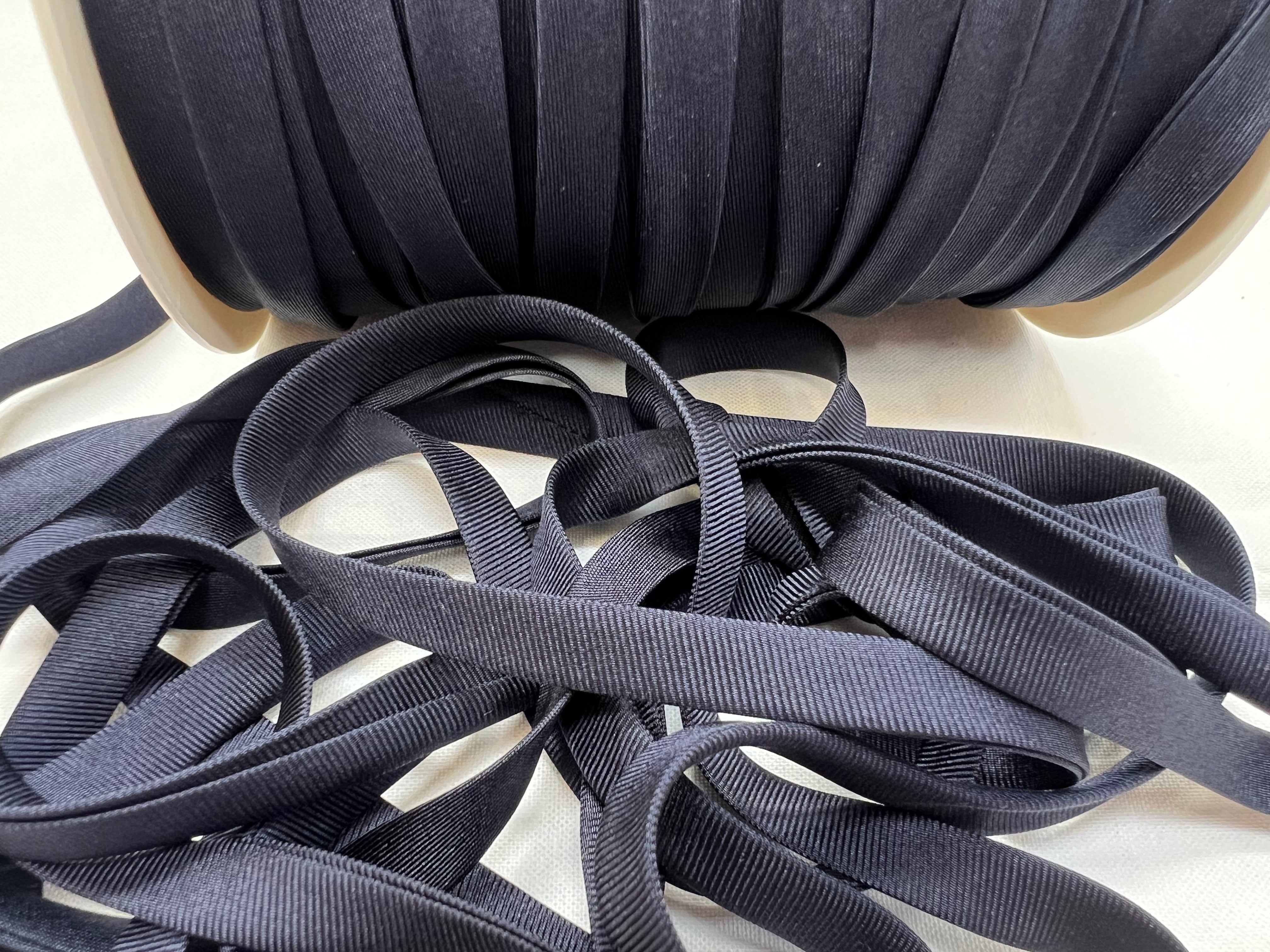 BIAIS EN SOIE MARINE EFFET DRILL 10mm - My Little Coupon