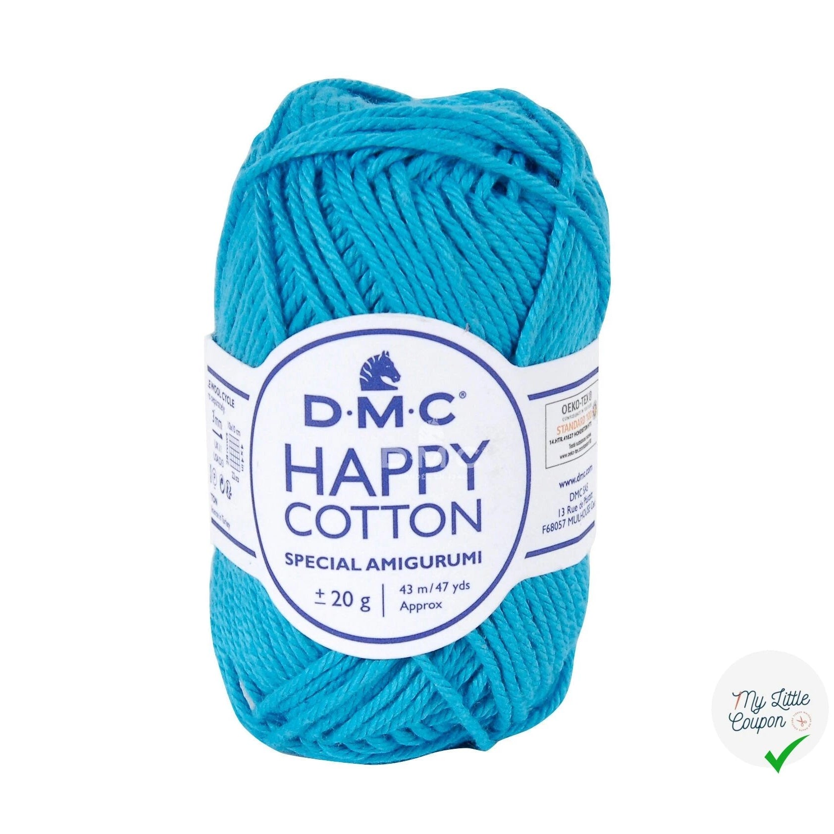 BOBINE DE HAPPY COTTON DMC 20 G BLEU CYAN - My Little Coupon