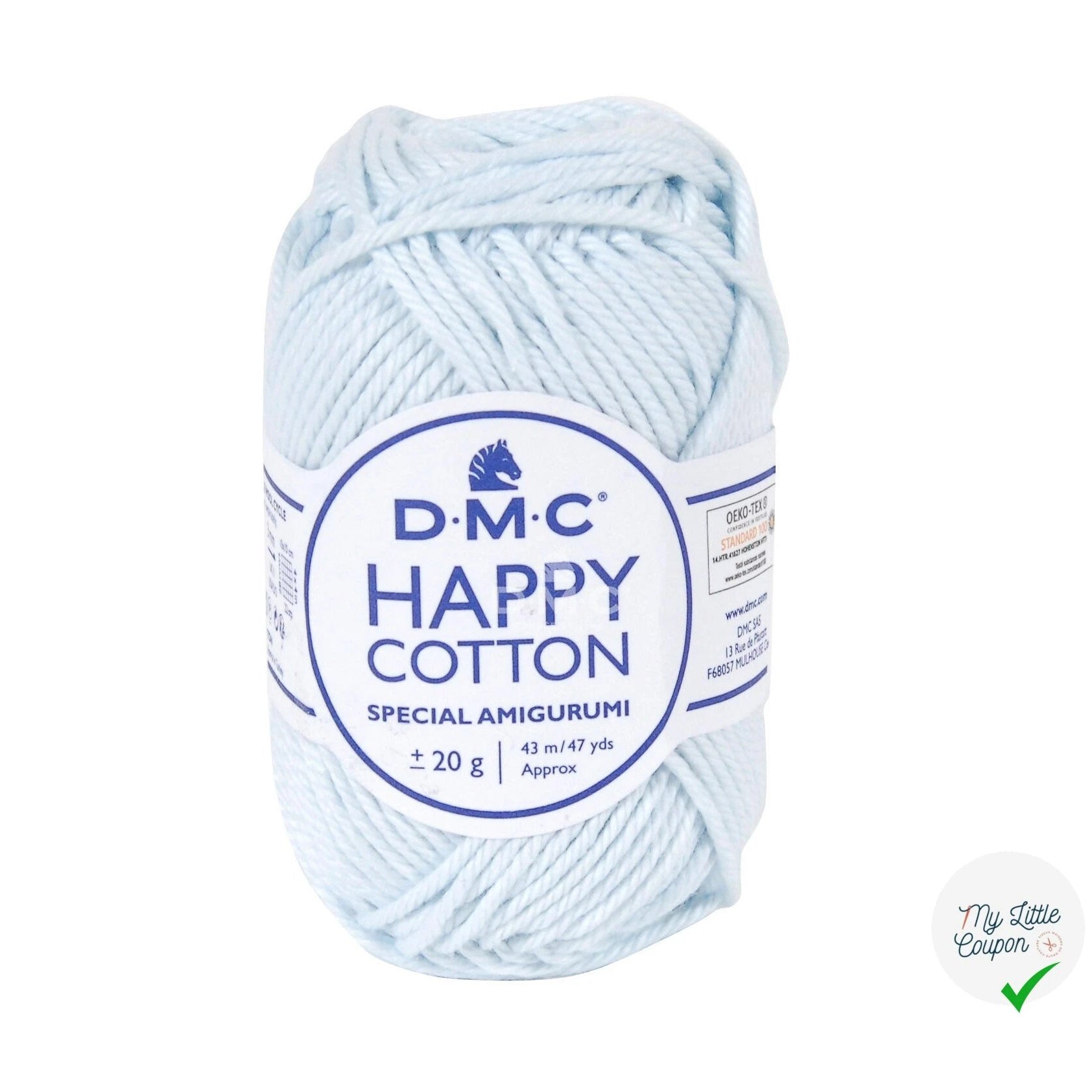 BOBINE DE HAPPY COTTON DMC 20 G BLEU LAYETTE - My Little Coupon