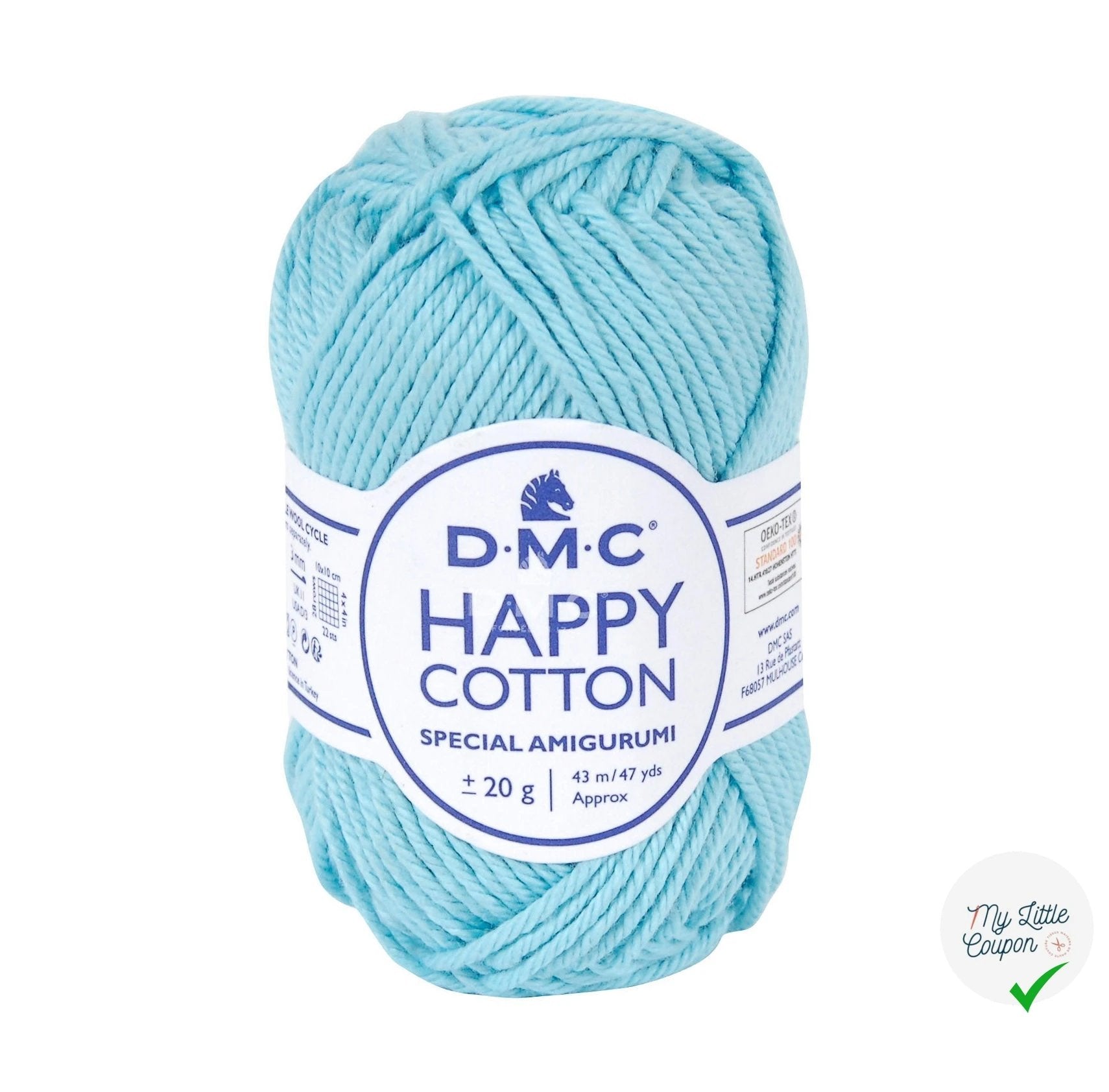 BOBINE DE HAPPY COTTON DMC 20 G BLEU TURQUOISE - My Little Coupon
