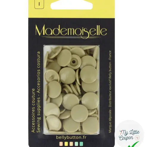 BOÎTE DE 20 BOUTON PRESSION 12,4MM MARRON GRIS - My Little Coupon