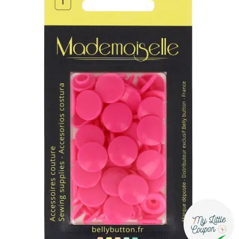 BOÎTE DE 20 BOUTON PRESSION 12,4MM ROSE BARBIE - My Little Coupon