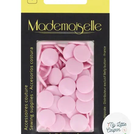BOÎTE DE 20 BOUTON PRESSION 12,4MM ROSE PASTEL - My Little Coupon