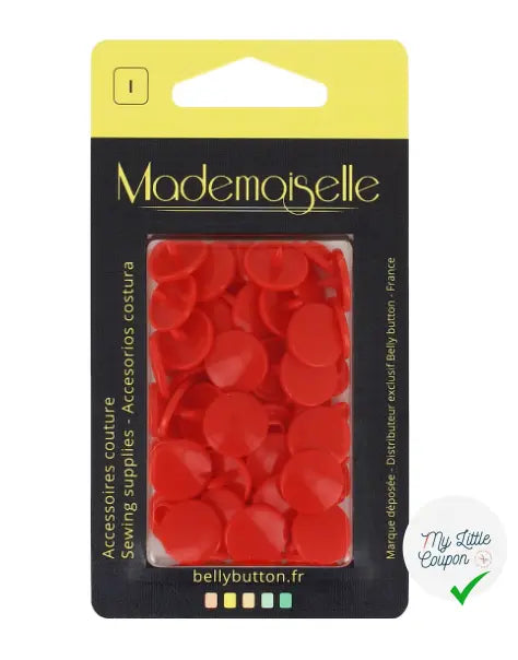 BOÎTE DE 20 BOUTON PRESSION 12,4MM ROUGE - My Little Coupon