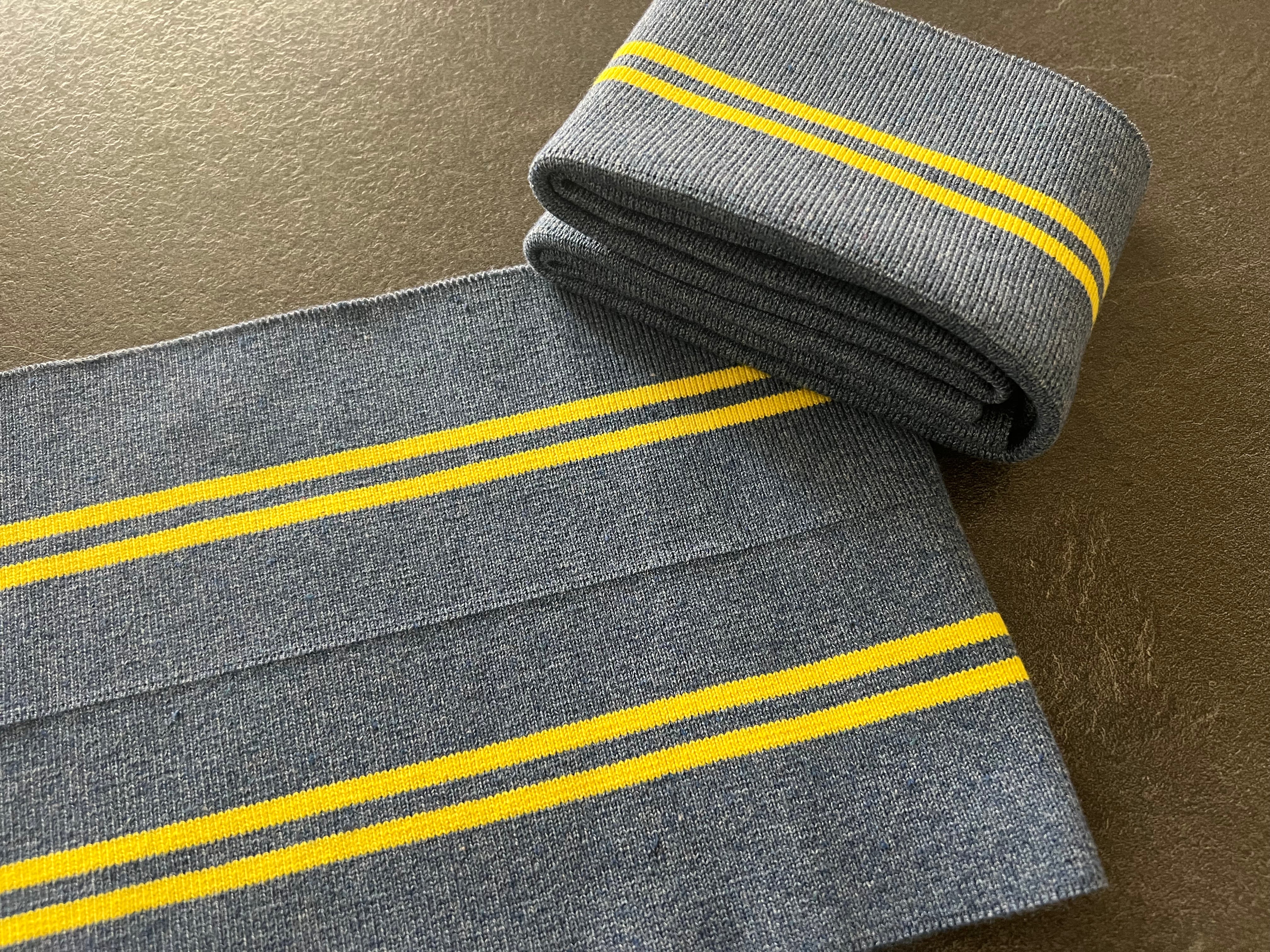 BORD CÔTE BLEU JEAN RAYURE JAUNE CITRON 100X8,5cm - My Little Coupon