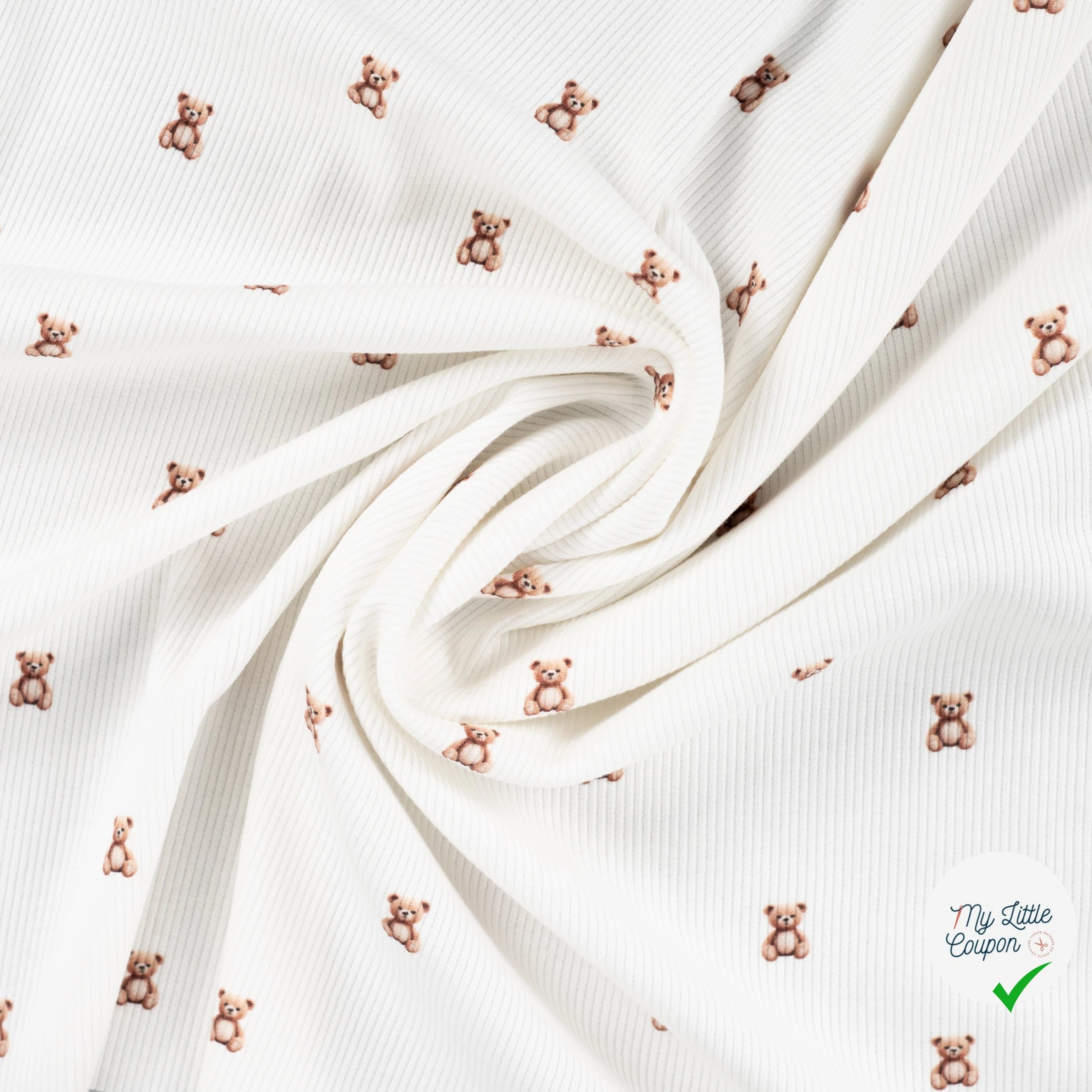 BORD-CÔTE IMPRIMÉ OURS PELUCHE FOND ÉCRU - My Little Coupon