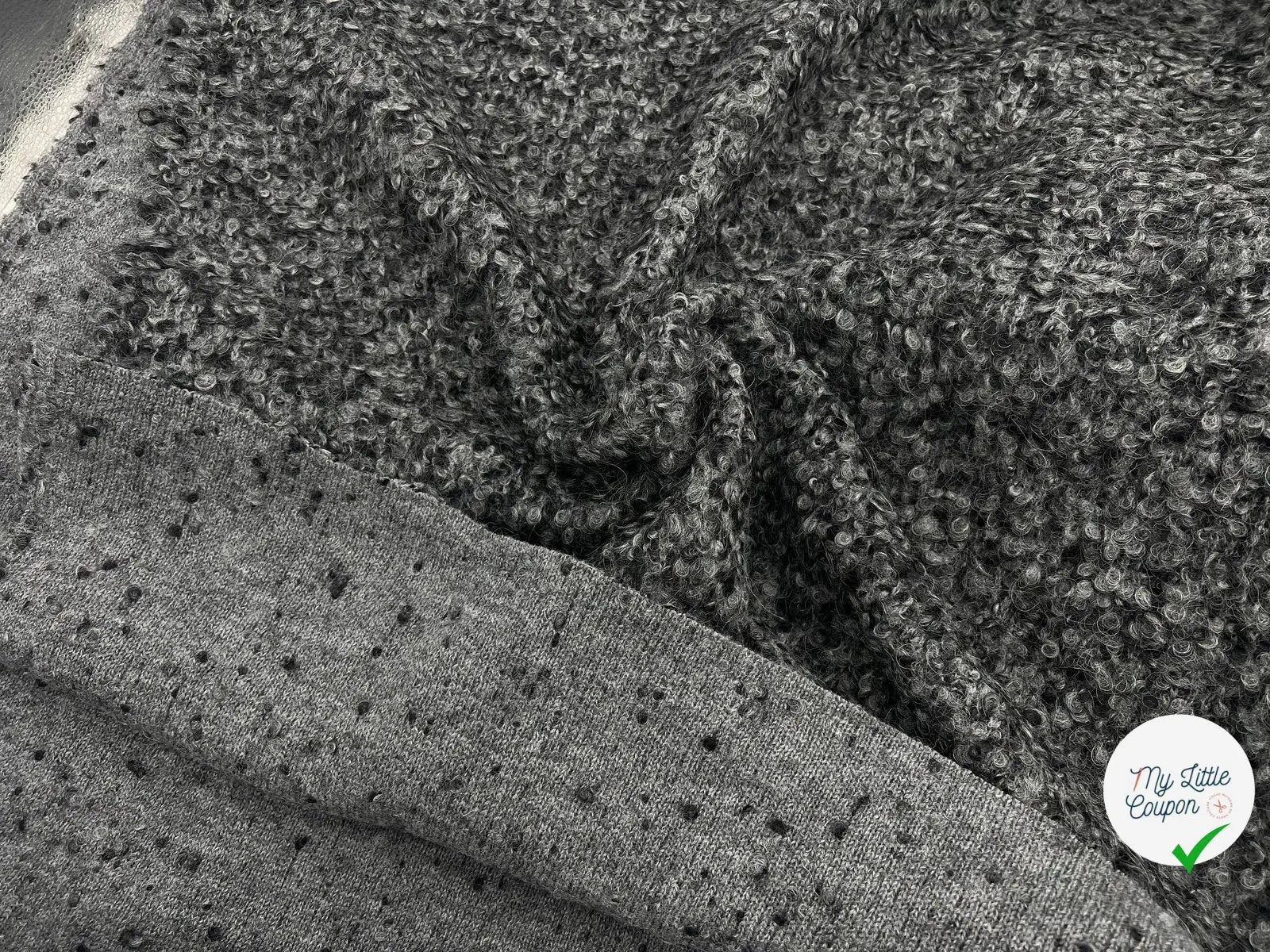 BOUCLETTE CHINÉE GRIS ET NOIR FAÇON TRICOT - My Little Coupon - tissu - coudre