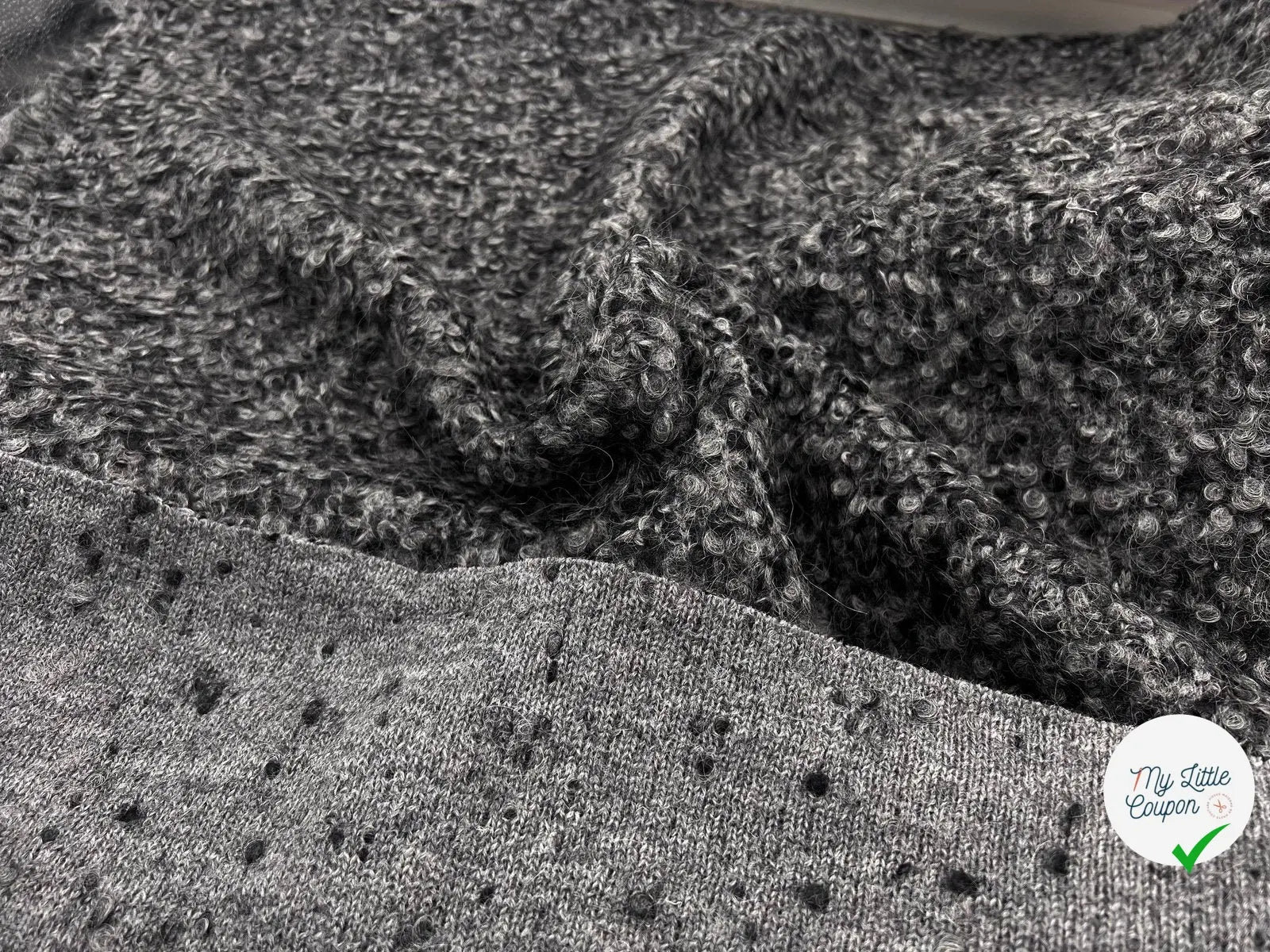 BOUCLETTE CHINÉE GRIS ET NOIR FAÇON TRICOT - My Little Coupon - tissu - coudre