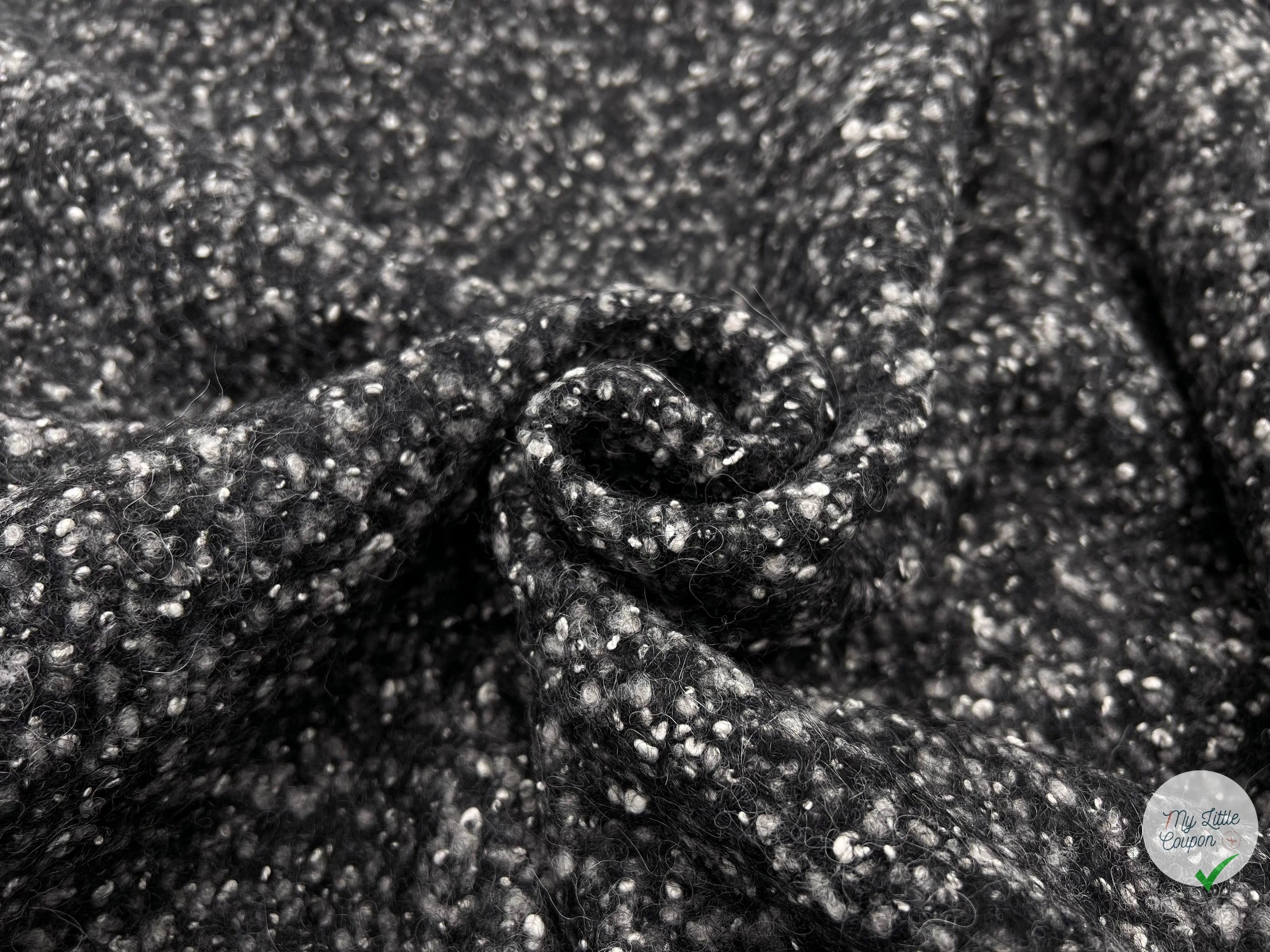 BOUCLETTE TRICOT NOIR CHINÉ GRIS - My Little Coupon - tissu - coudre