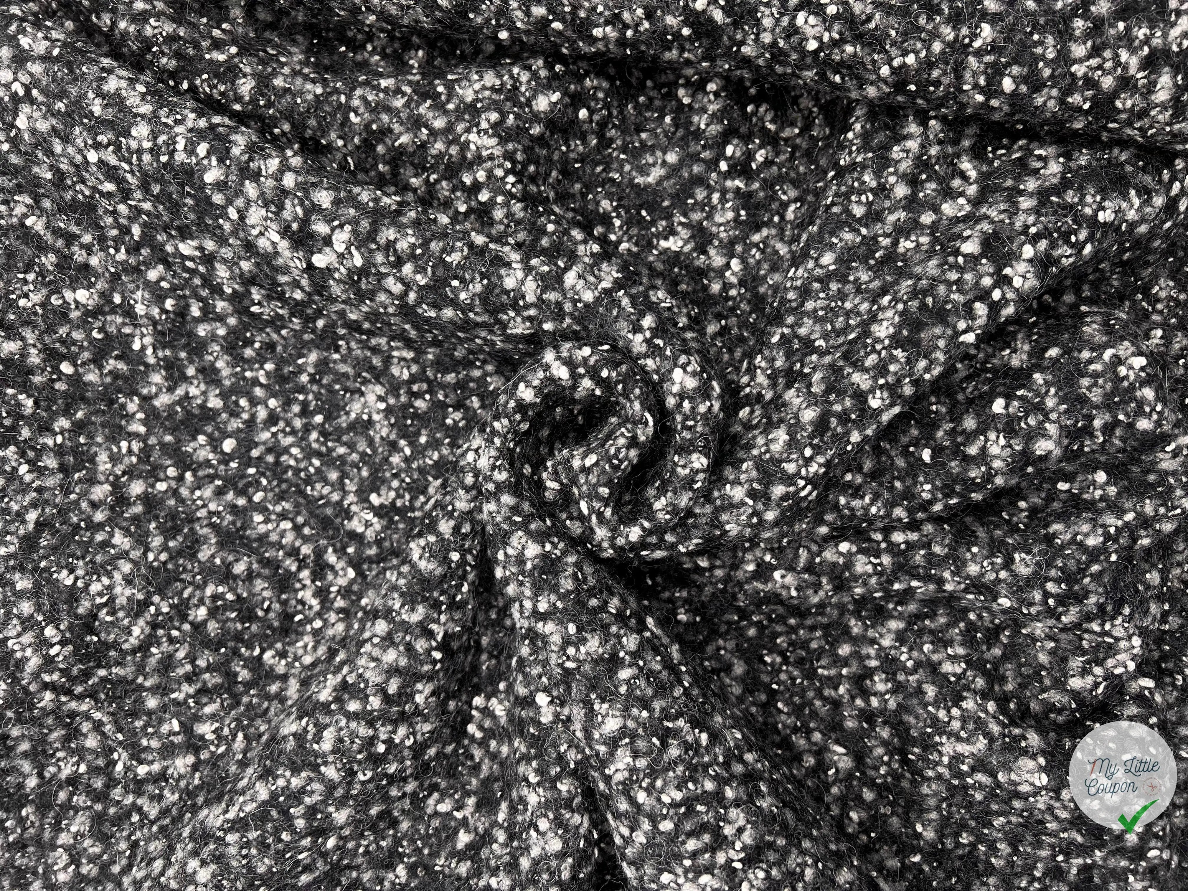 BOUCLETTE TRICOT NOIR CHINÉ GRIS - My Little Coupon - tissu - coudre